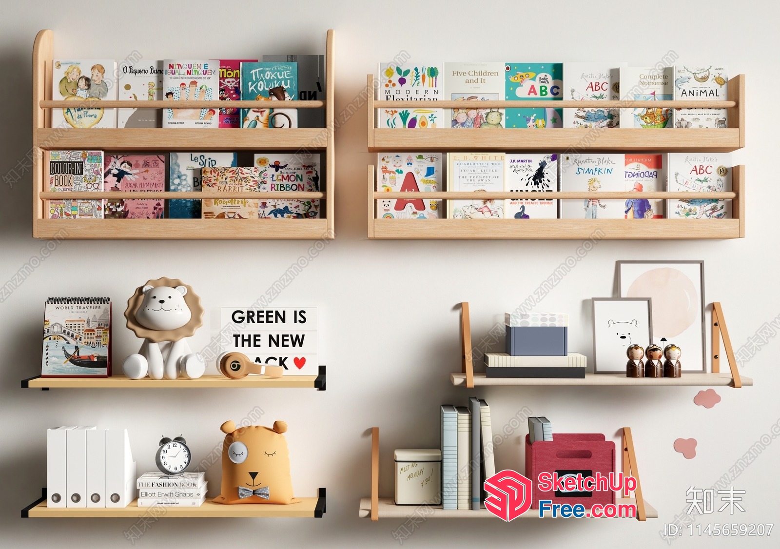 Wall-Mounted Bookcase And Decorative Shelves 3D SketchUp File