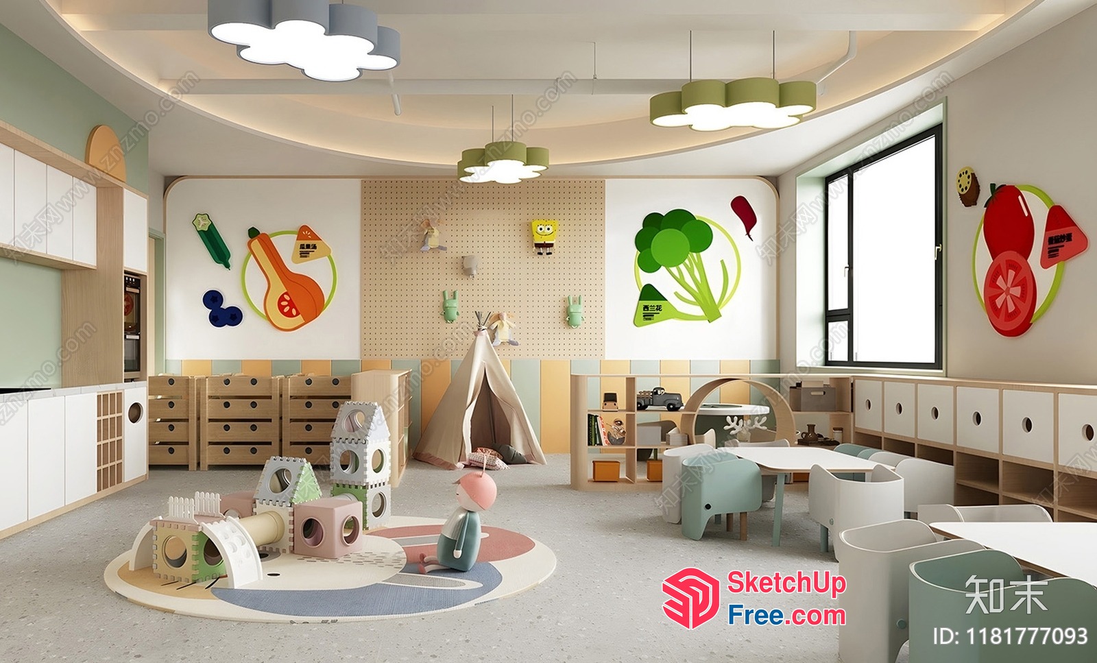 Colorful Kids' Playroom With Various Furniture 3D SketchUp File
