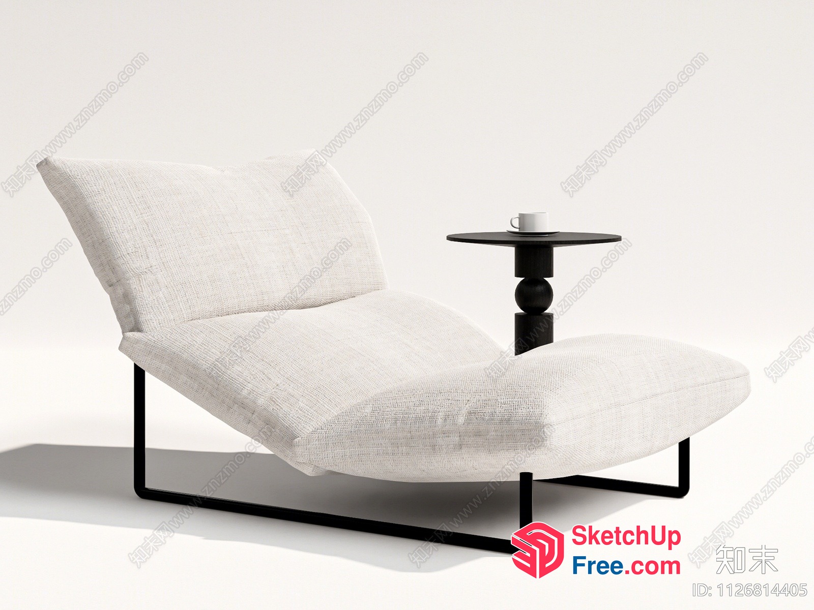 Modern Minimalist White Sofa And Table Set 3D SketchUp File