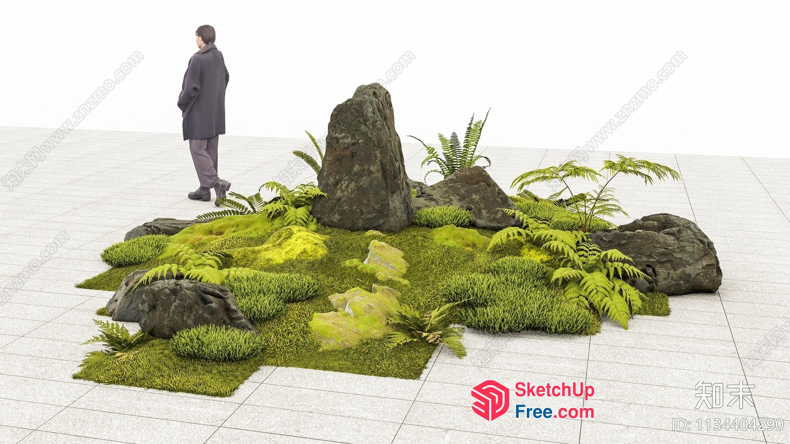 Serene Japanese Garden With Natural Stone And Moss 3D SketchUp File
