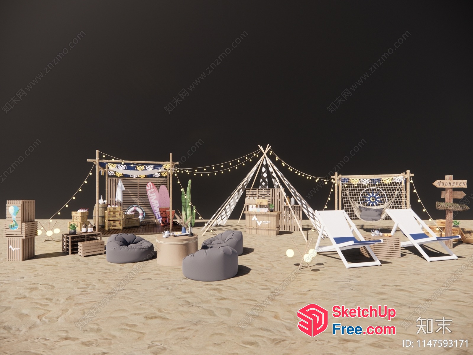 Beachside Relaxation 3D SketchUp File