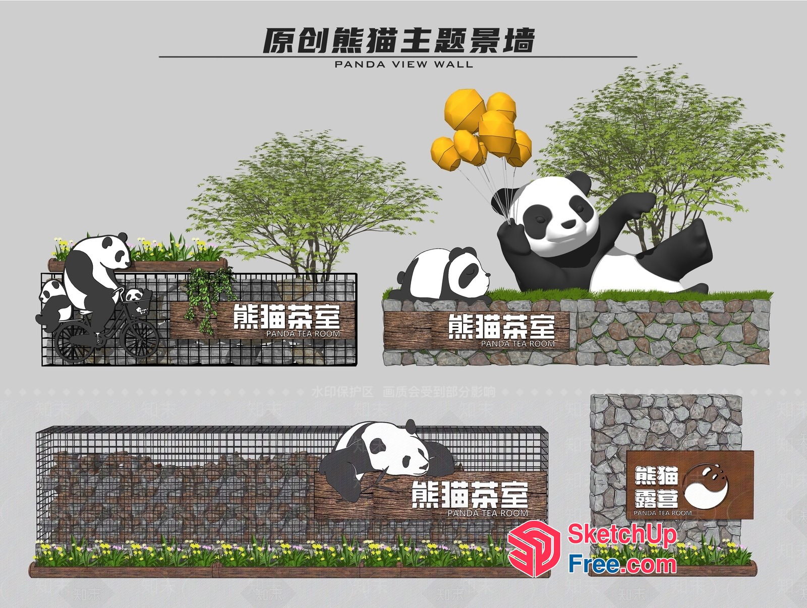 Panda Tea Room Interior 3D SketchUp File