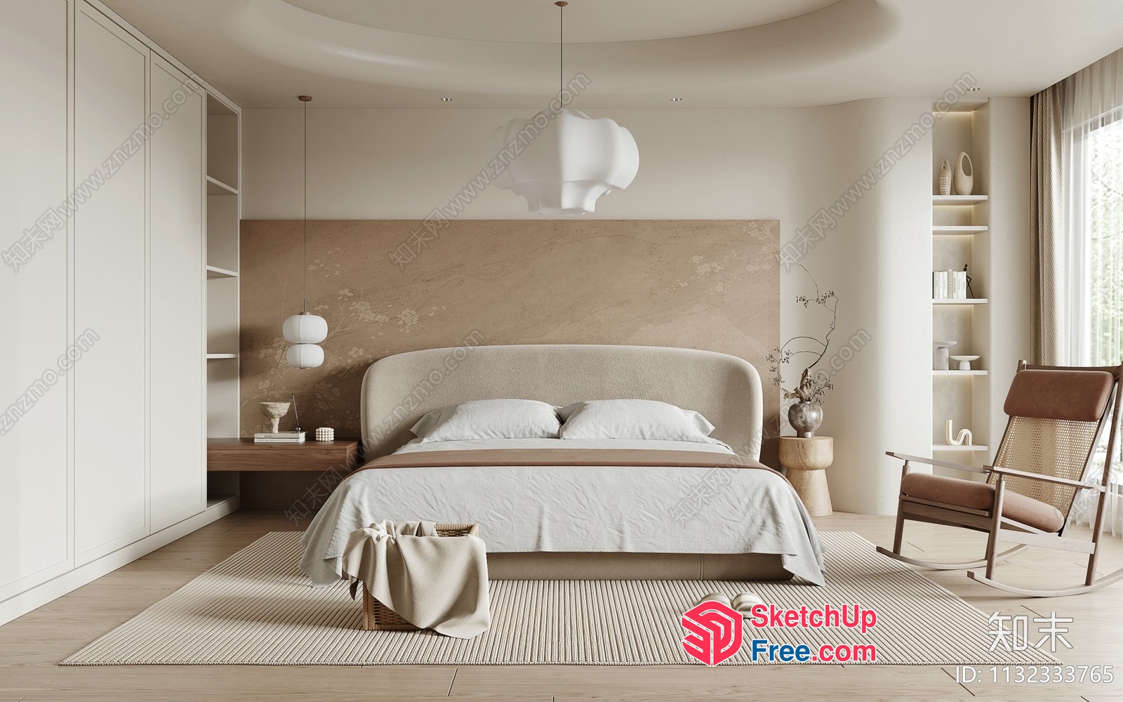 Minimalist Japanese-Style Bedroom 3D SketchUp File