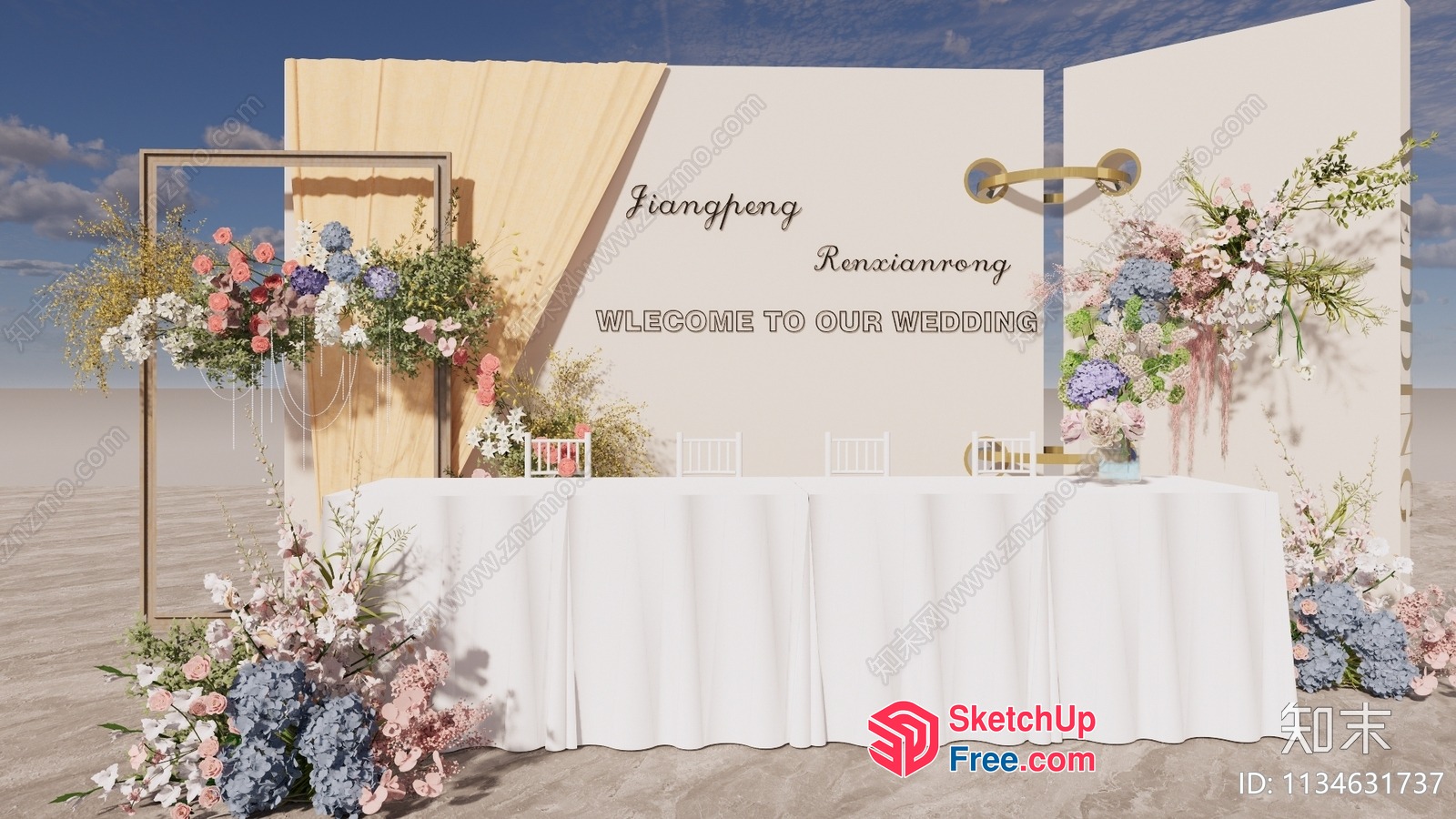 Elegant Wedding Reception Decor 3D SketchUp File
