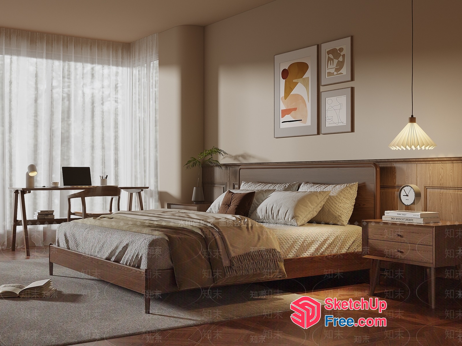 Warm And Inviting Modern Bedroom Interior 3D SketchUp File