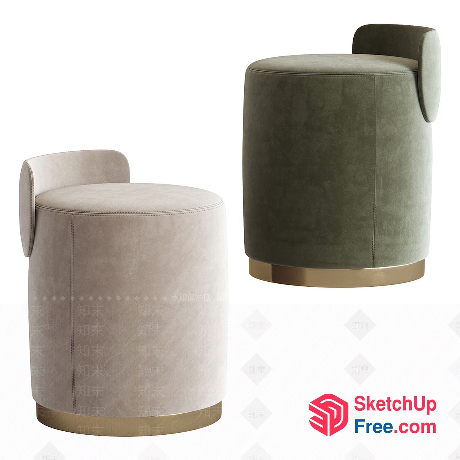 Elegant Modern Minimalist Design Round Stool 3D SketchUp File