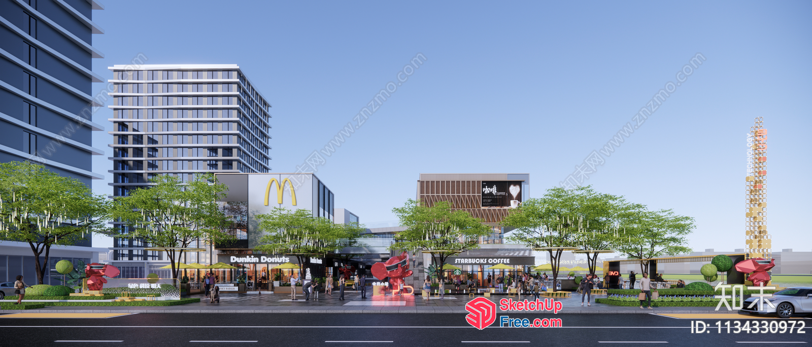 Modern Commercial Street Scene 3D SketchUp File