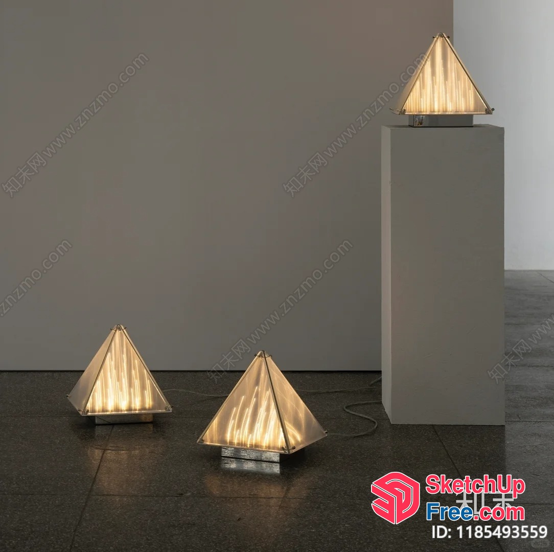 Pyramid-Shaped Table Lamps Illuminating A Modern Room 3D SketchUp File