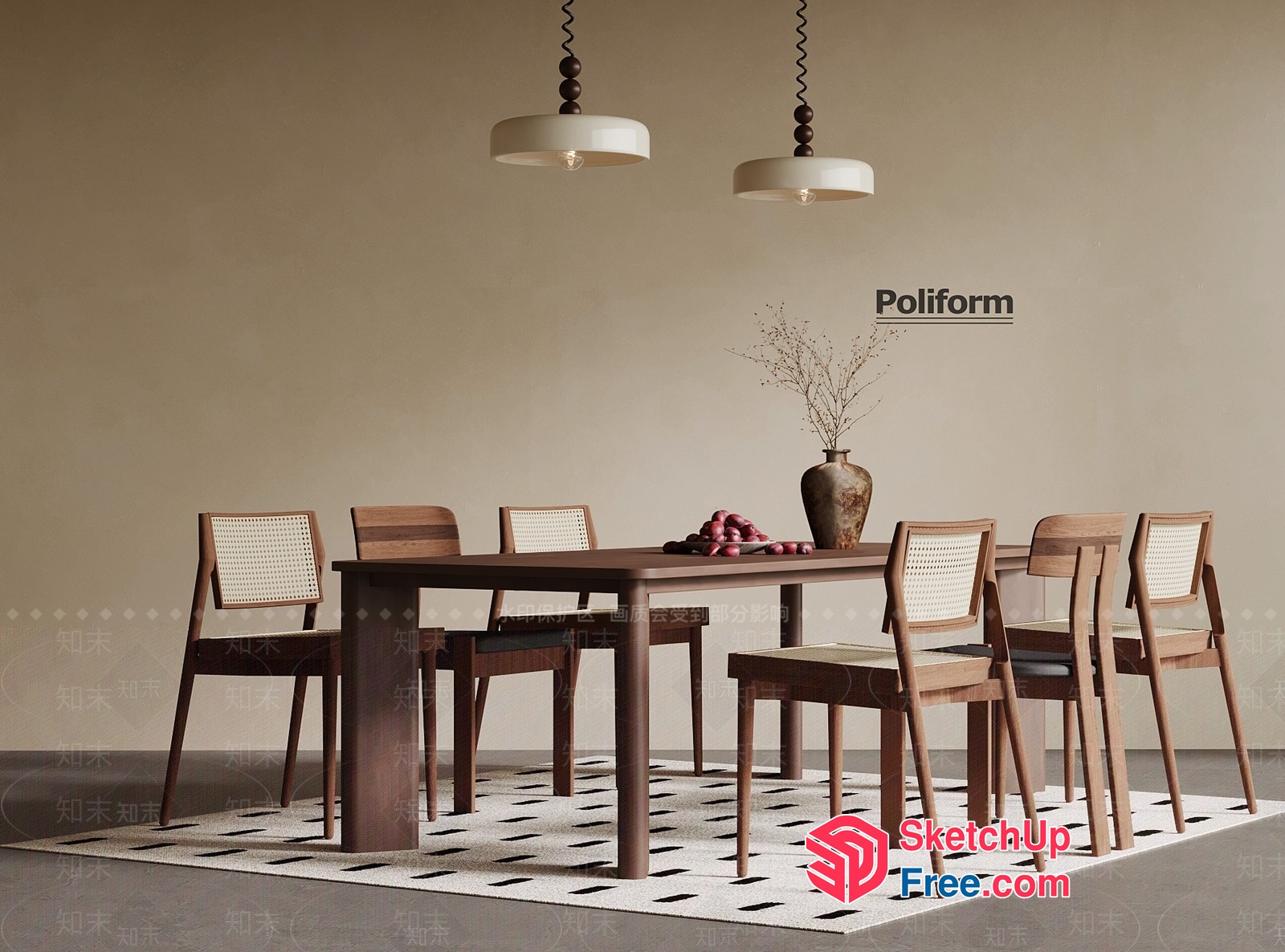 Poliform Dining Room Furniture 3D SketchUp File