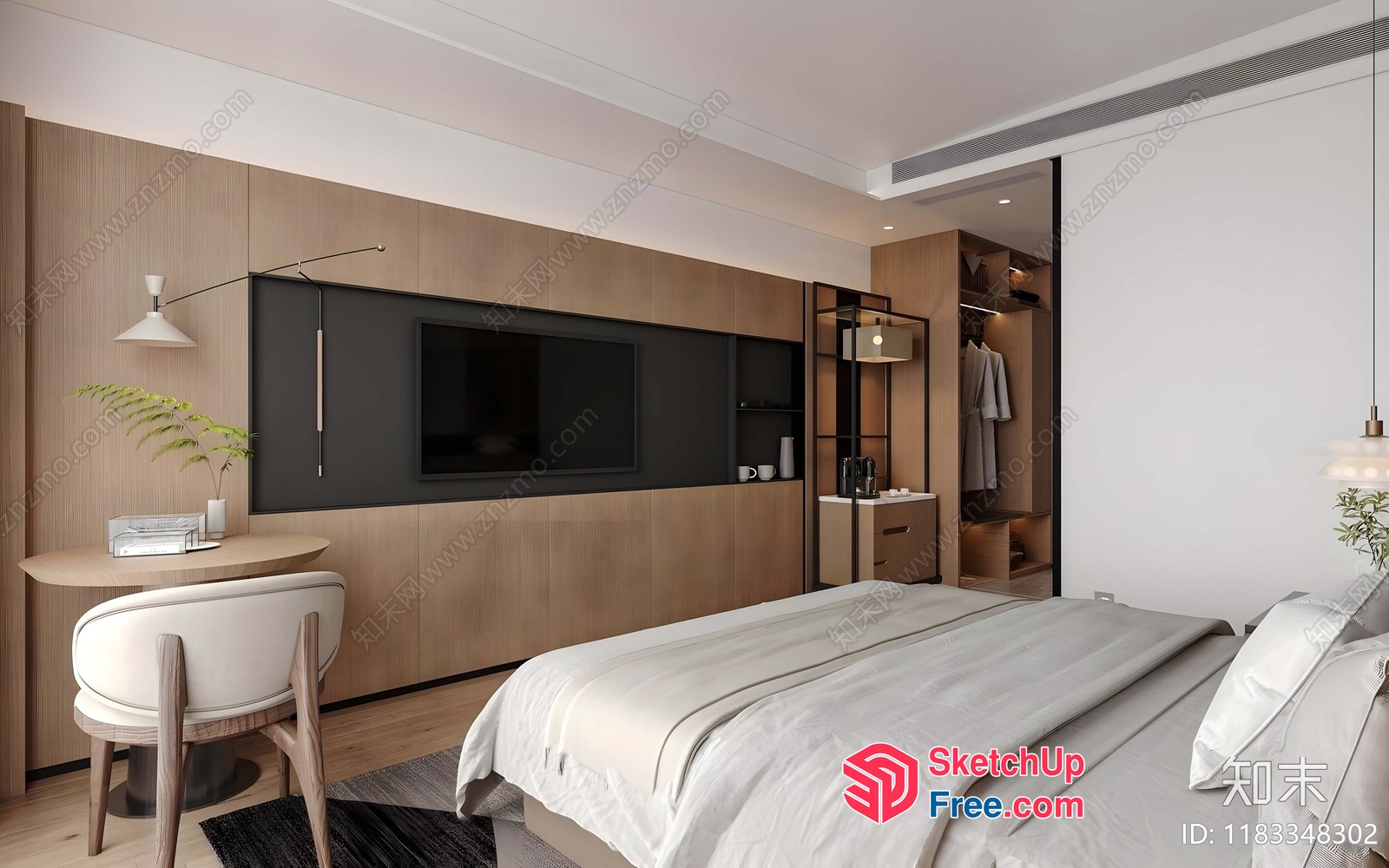 Modern Minimalist Bedroom With Clean Lines And Neutral Colors 3D SketchUp File