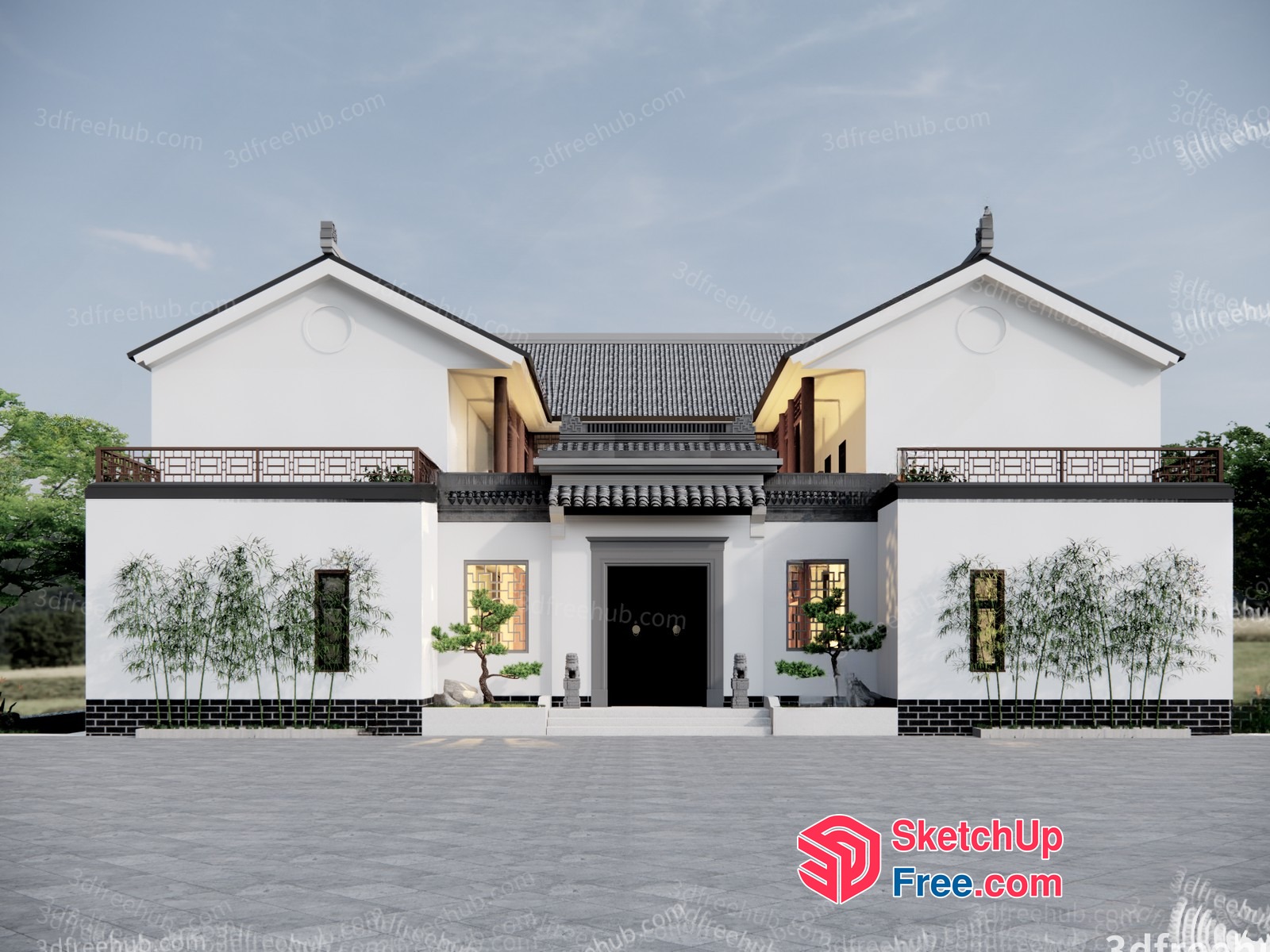 Traditional Chinese Villa Exterior 3D SketchUp File