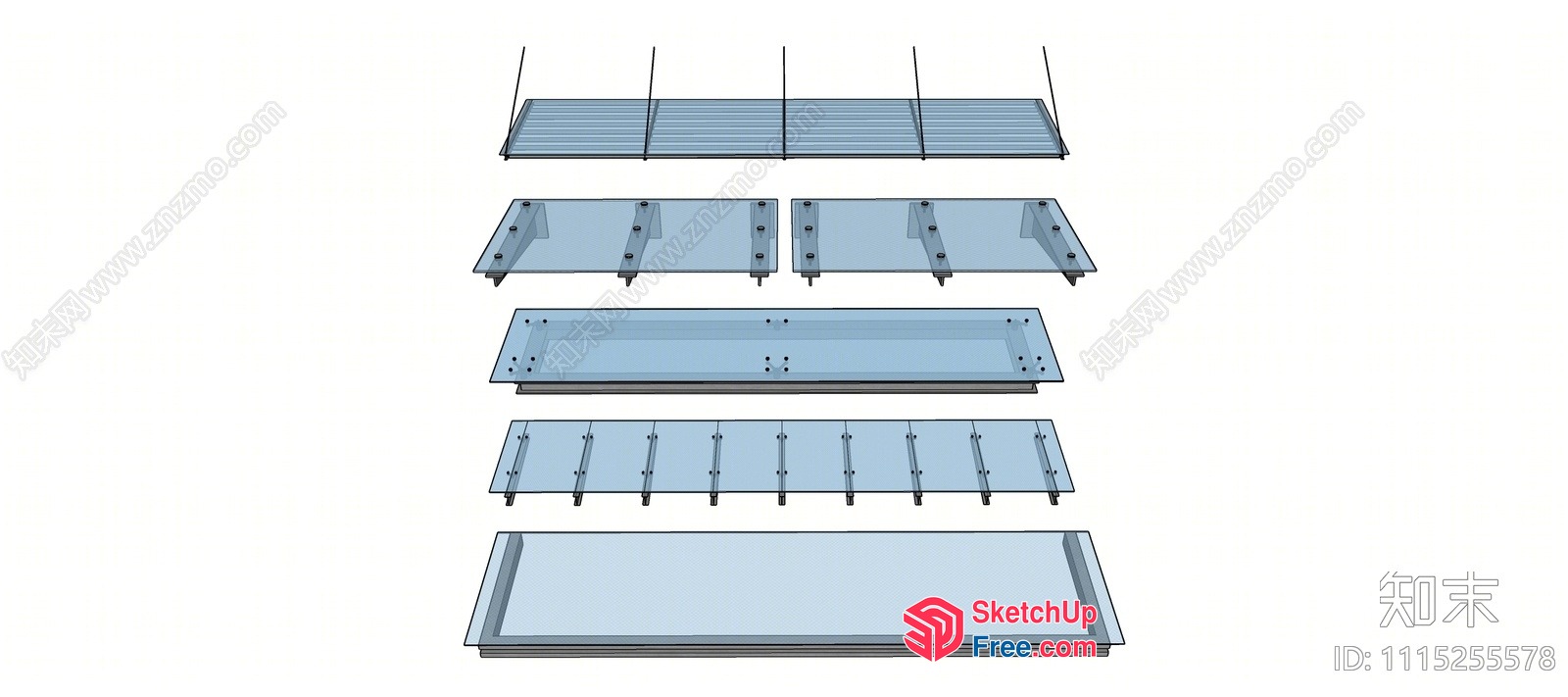 Glass Wall Partition With Railing 3D SketchUp File
