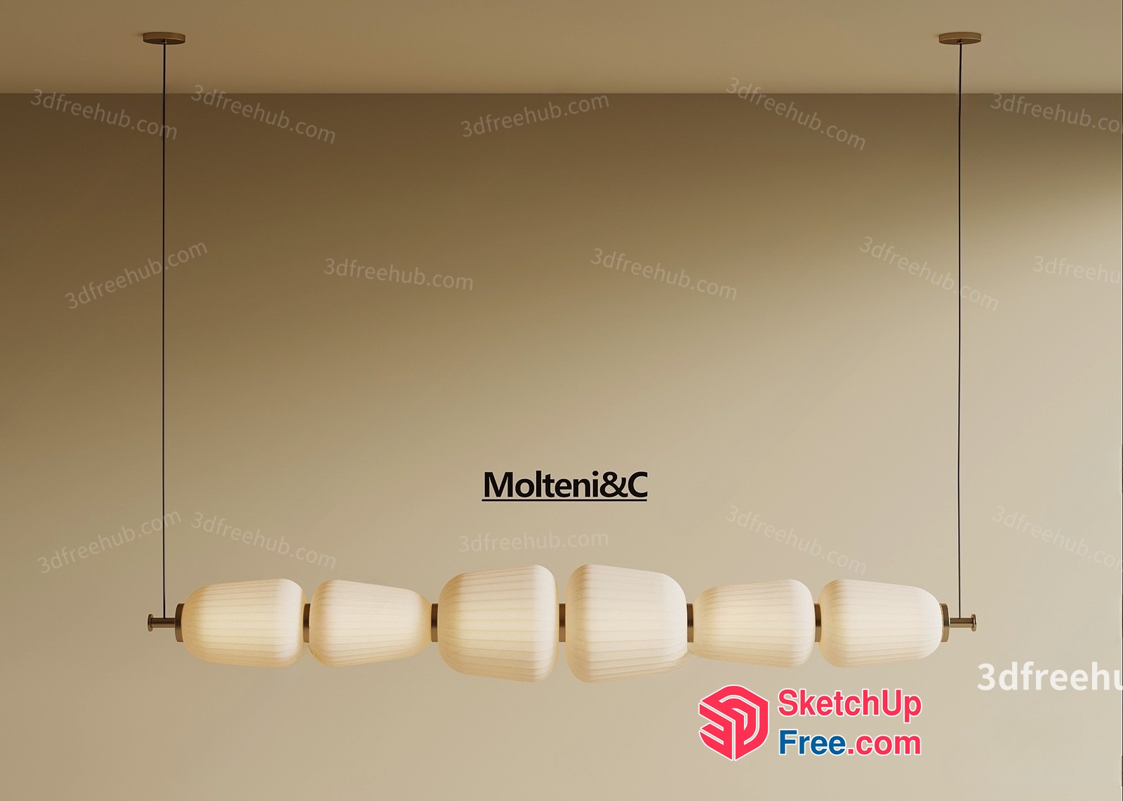 Elegant Lighting Fixture With Hanging Lights And Decorative Elements 3D SketchUp File