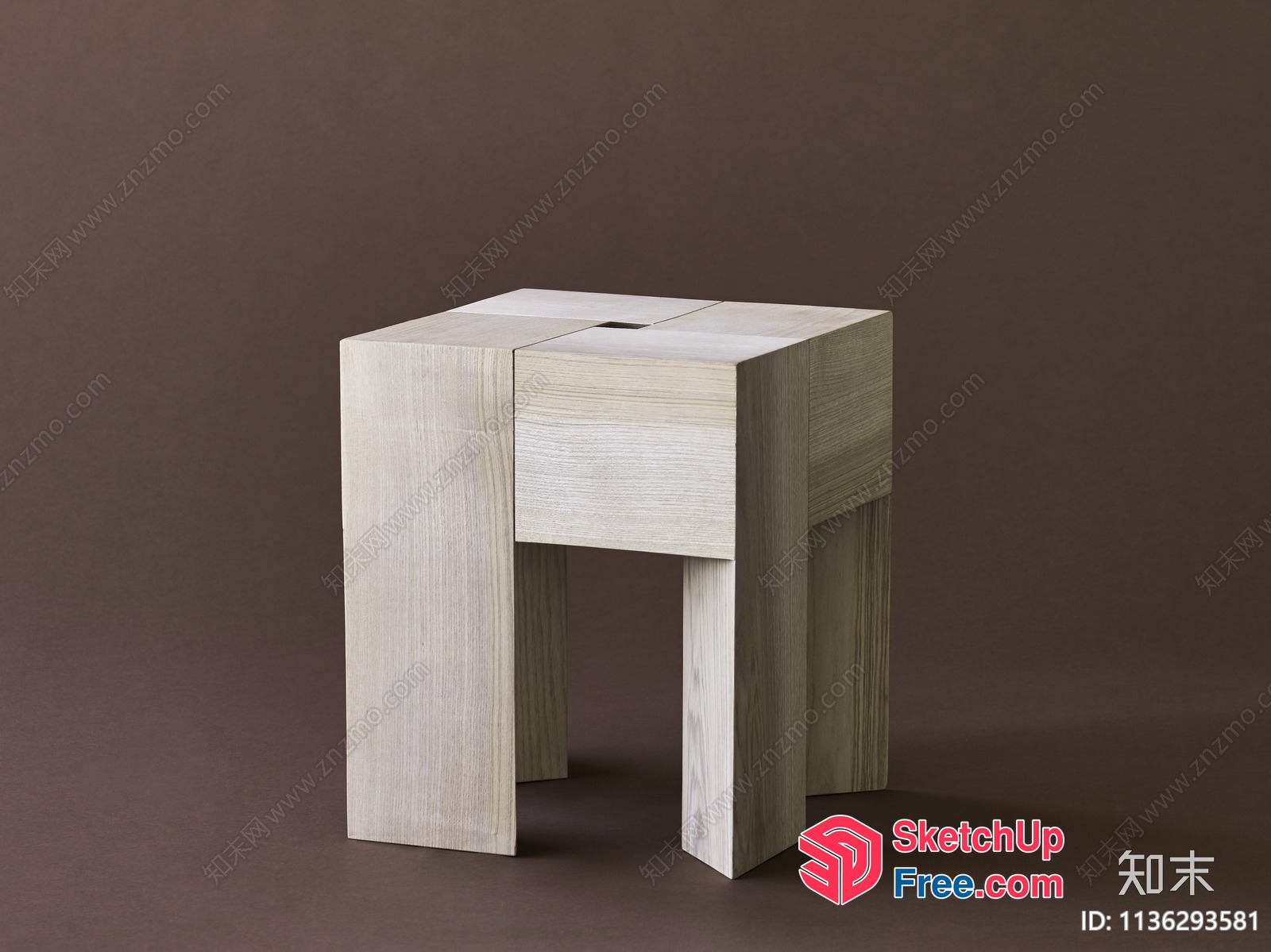 Modern Minimalist Wood Side Table 3D SketchUp File