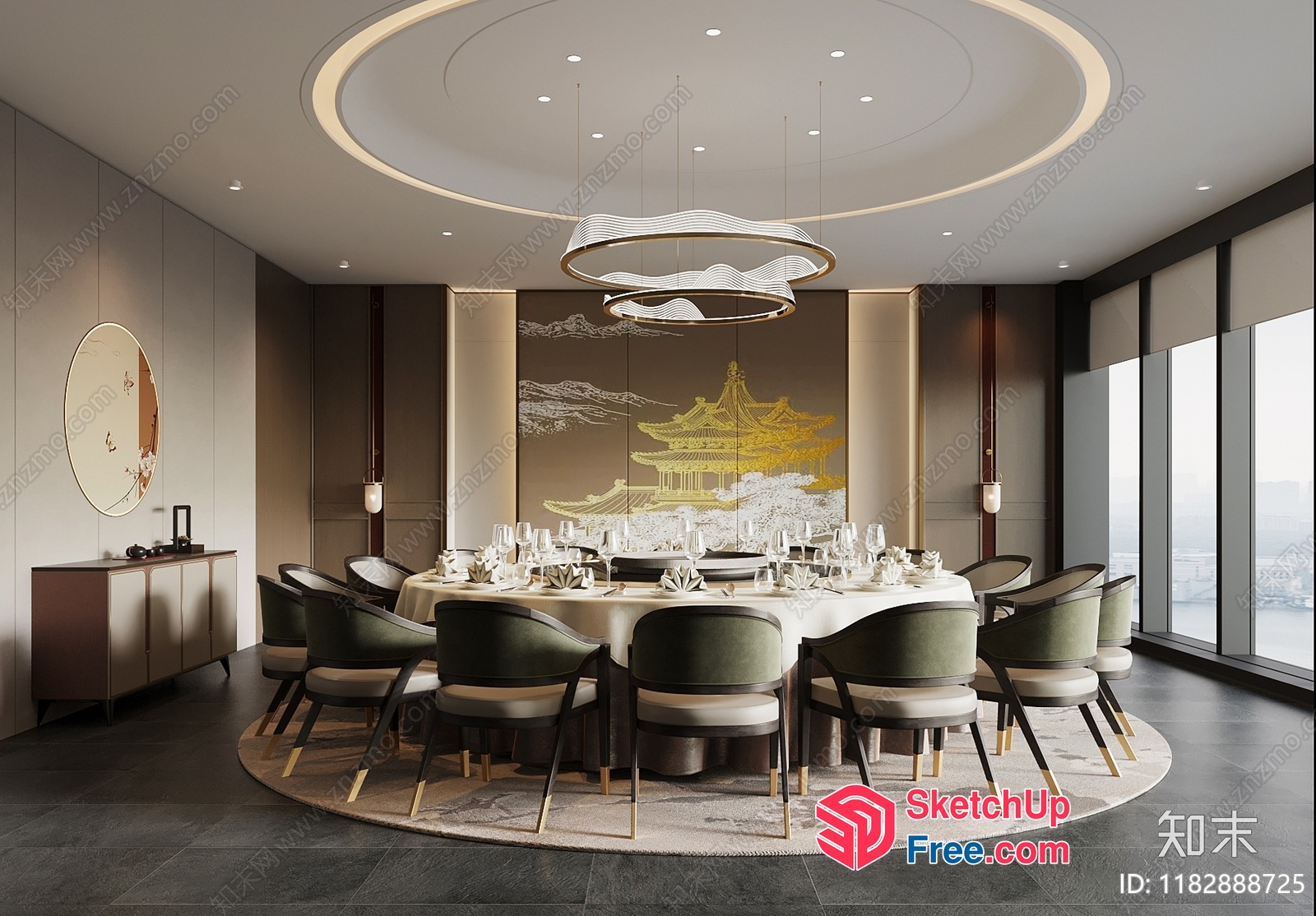 Modern Dining Room With Elegant Table And Chairs 3D SketchUp File
