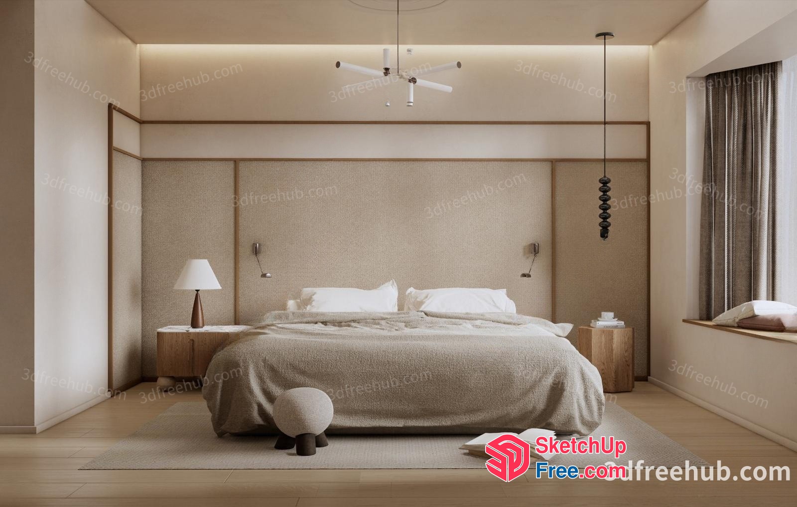 Modern Minimalist Bedroom Interior 3D SketchUp File
