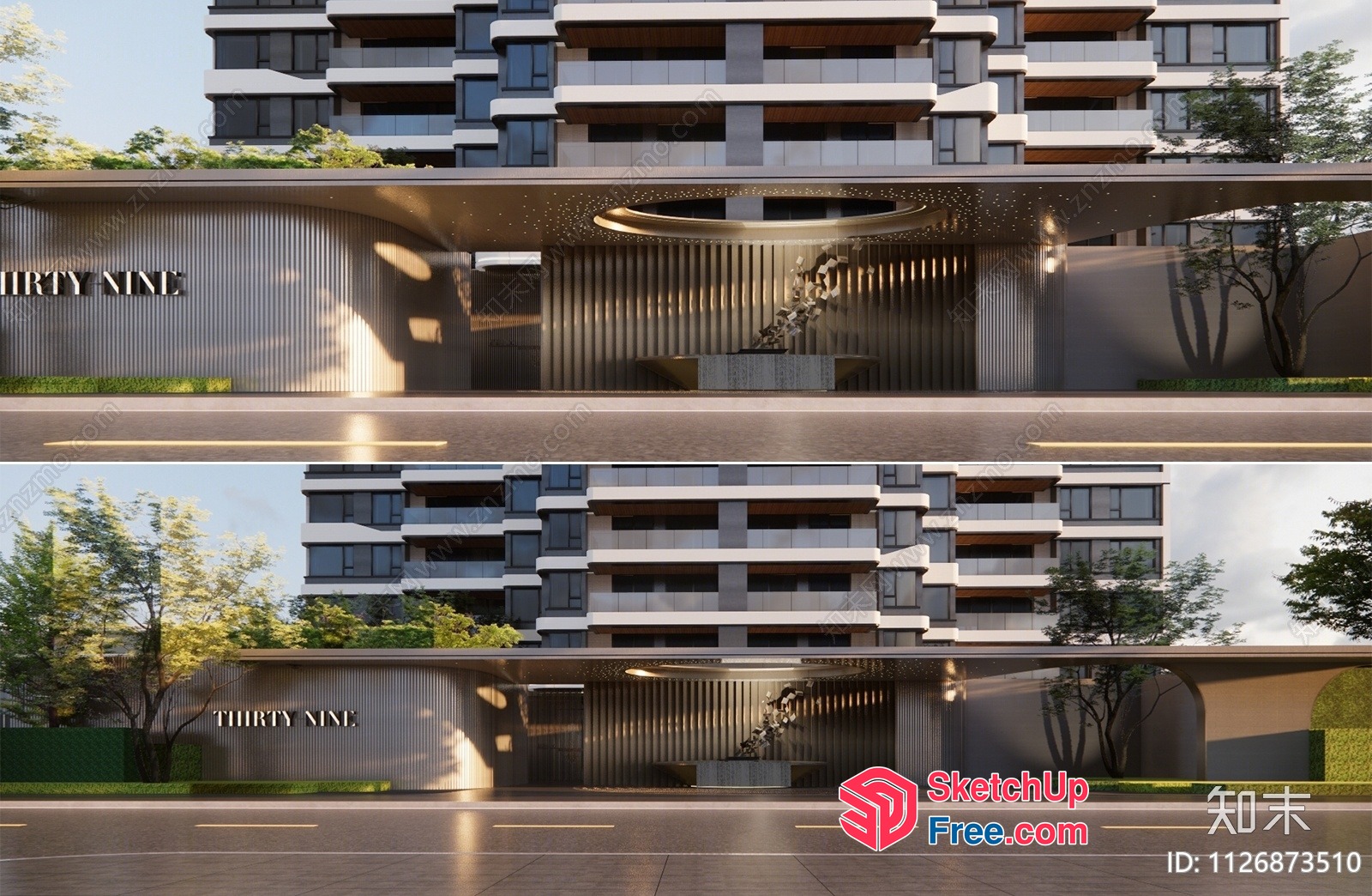 Modern Building Exterior With Stairs And Elevator 3D SketchUp File