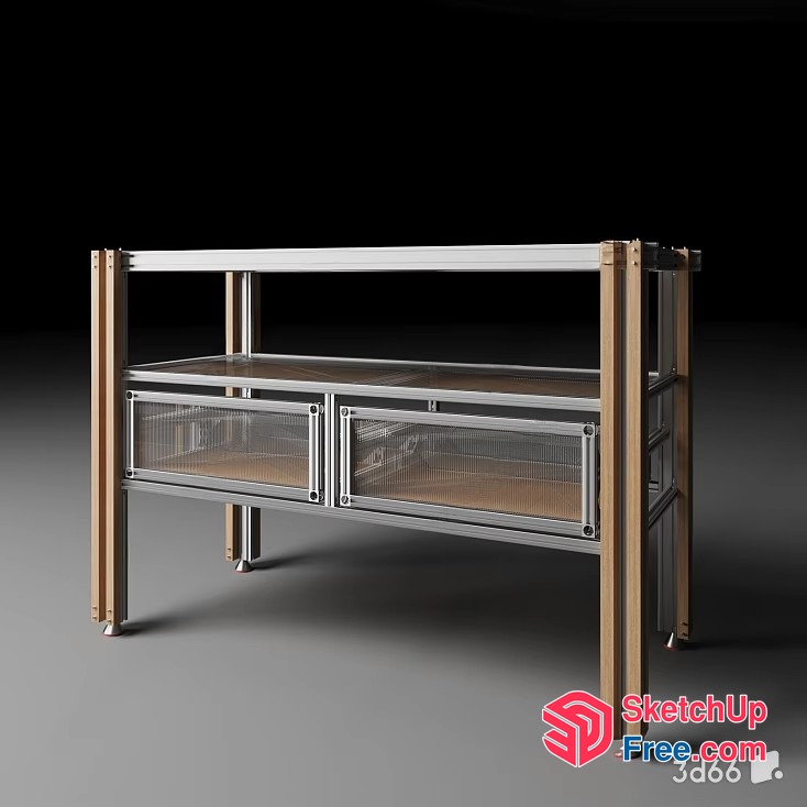 Metal And Wood Storage Unit With Drawers 3D SketchUp File