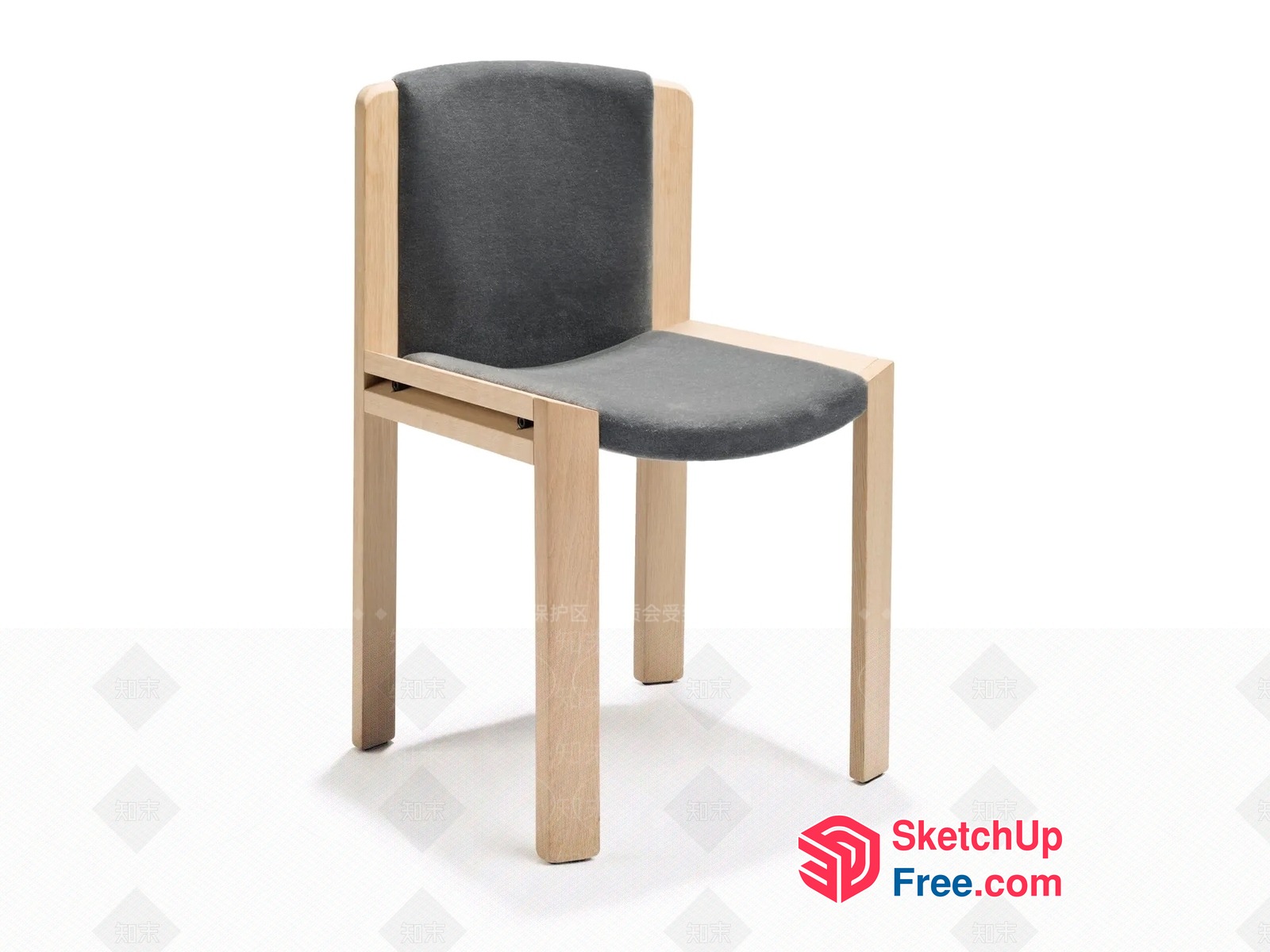Simple Yet Elegant Grey And Light Wood Chair 3D SketchUp File