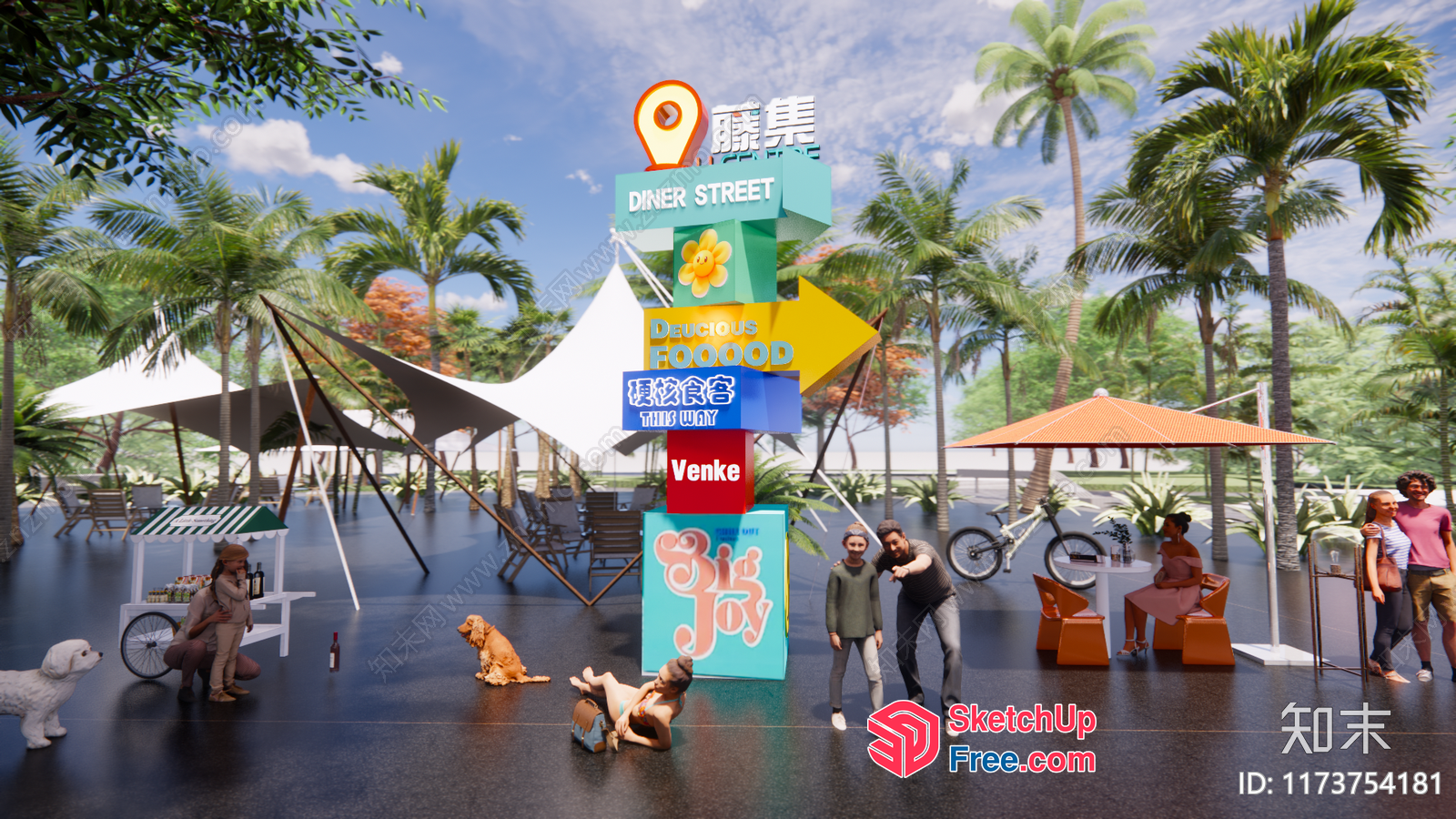 Tropical Street Food Market 3D SketchUp File