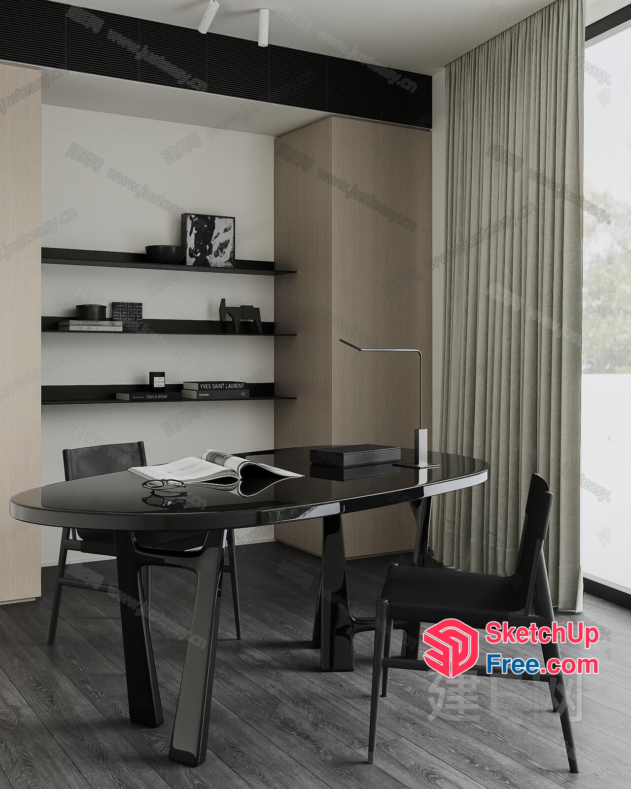 Modern Minimalist Office Space With Sleek Furniture And Natural Light 3D SketchUp File