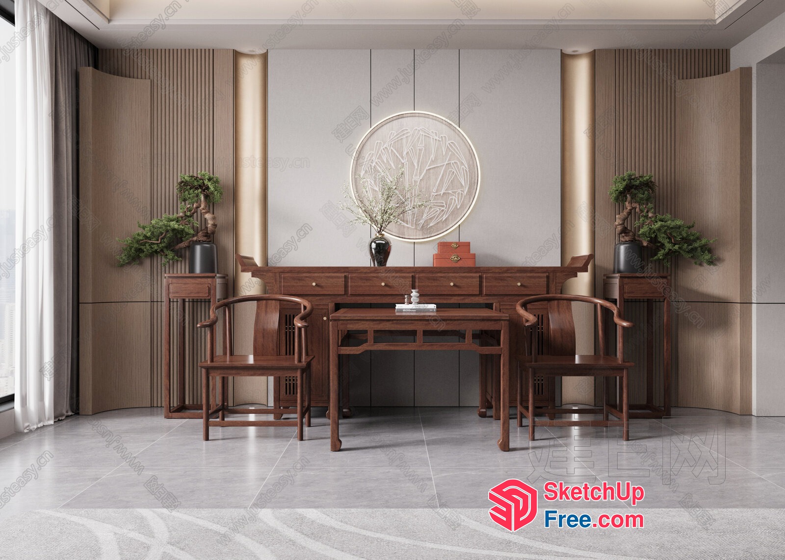 Traditional Asian-Style Interior 3D SketchUp File