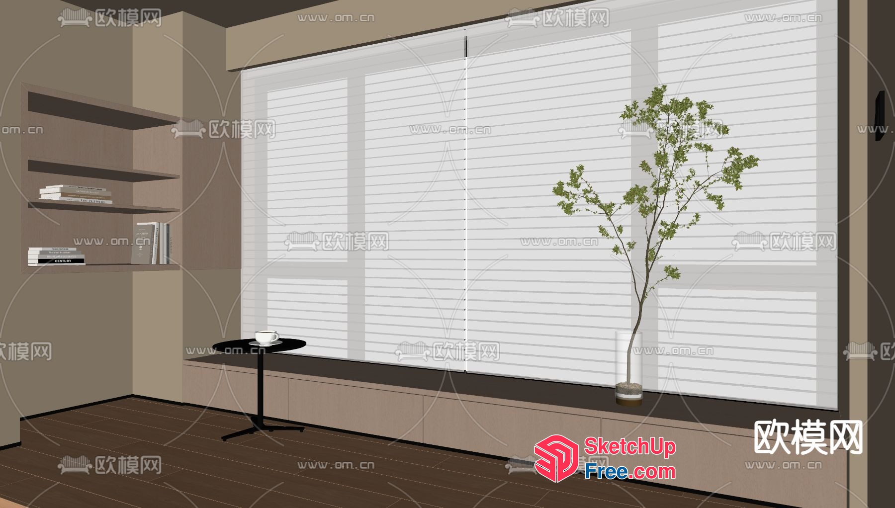 Minimalist Japanese-Style Room With Large Window 3D SketchUp File