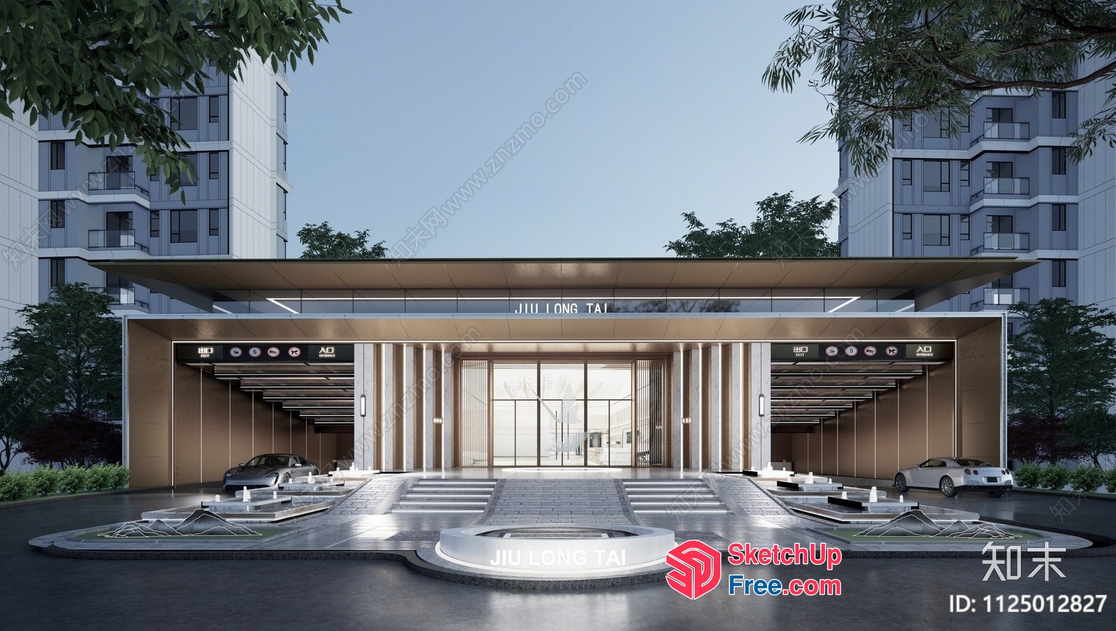 Modern Entrance With Elevators And Stairs 3D SketchUp File