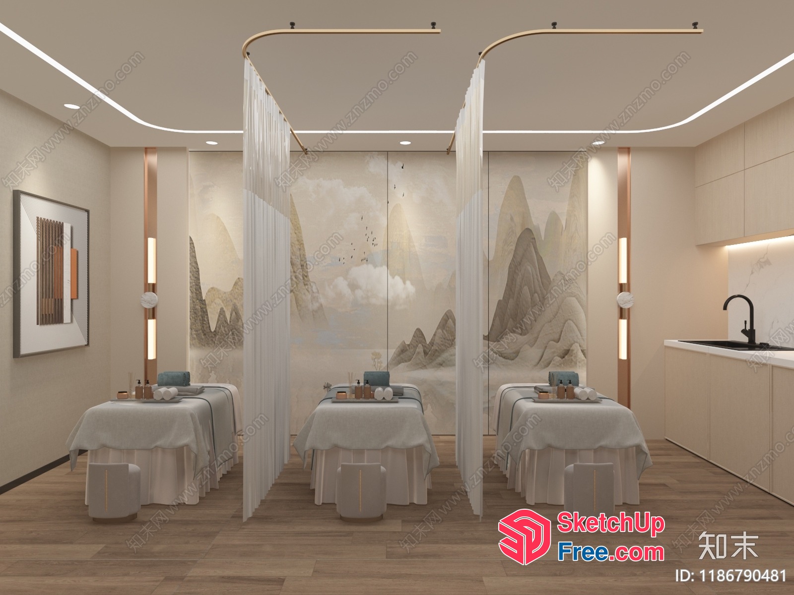 Serene Mountain Retreat Spa 3D SketchUp File