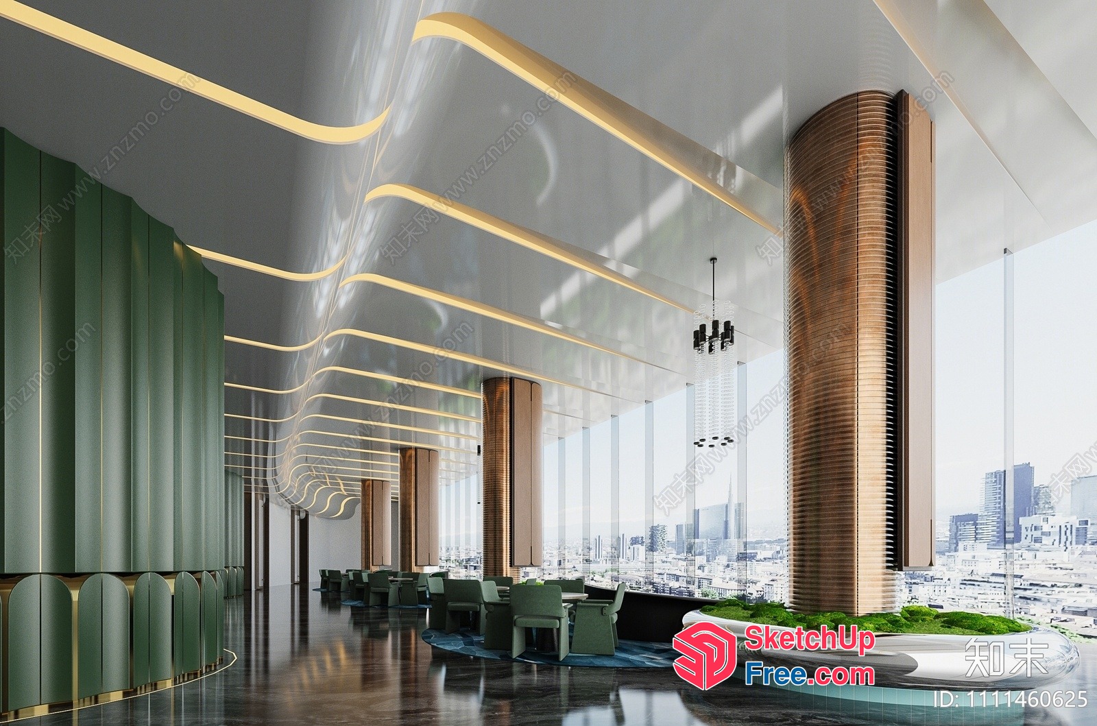 Modern Minimalist Dining Room With City View 3D SketchUp File