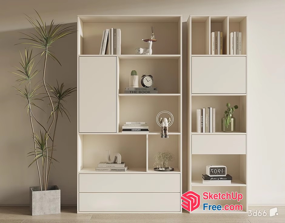 Minimalist Modern White Bookcase 3D SketchUp File