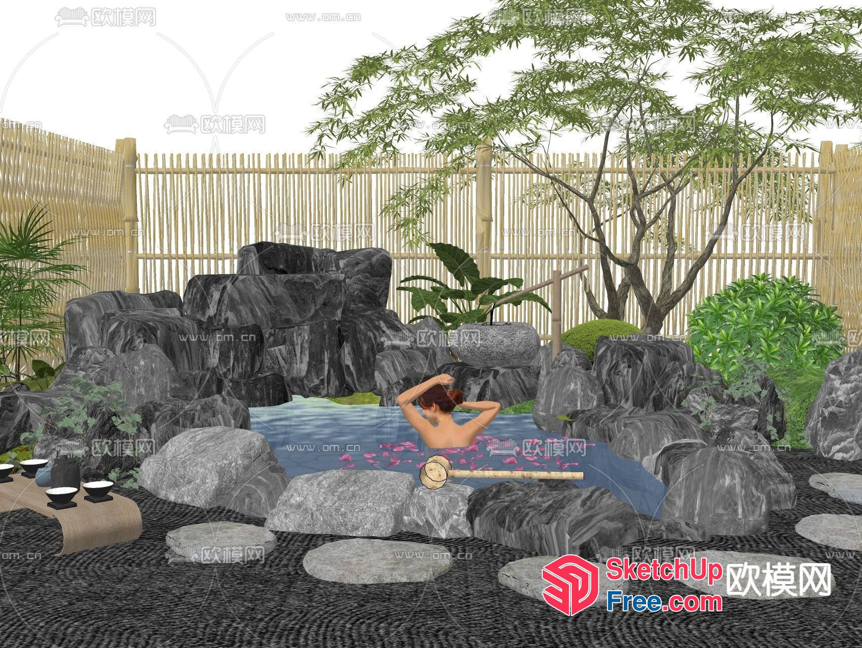 Serene Japanese-Style Bath Oasis 3D SketchUp File