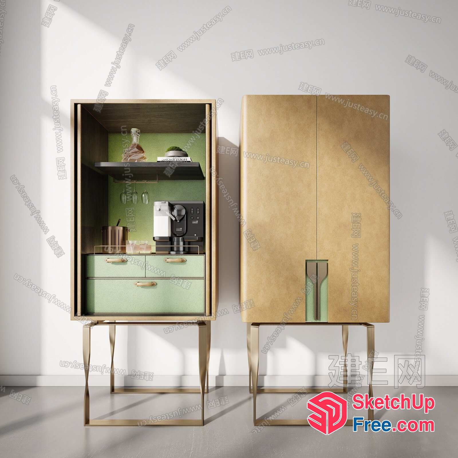 Modern Luxury Coffee Bar Cabinet 3D SketchUp File