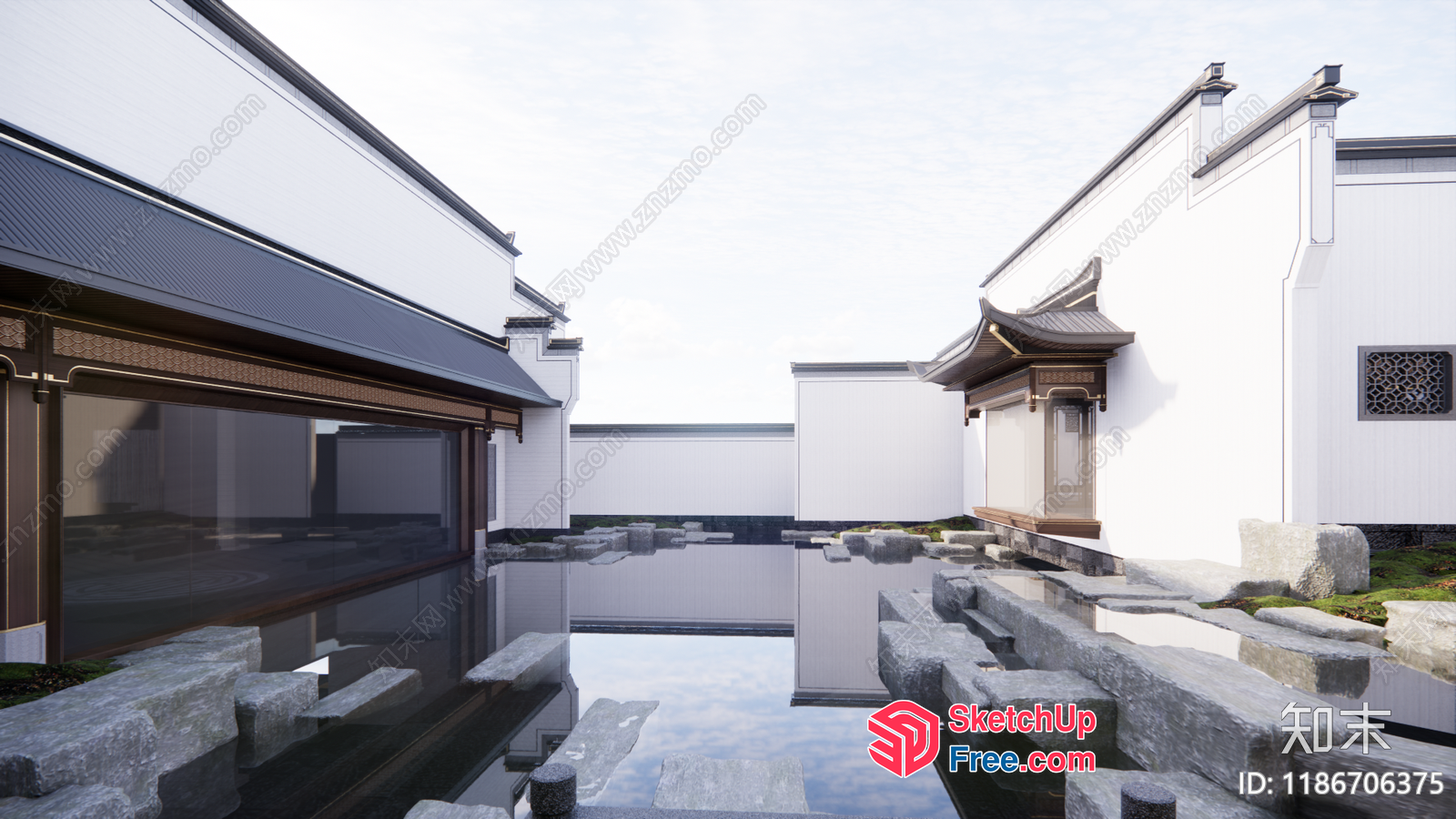 Asian Inspired Architectural Exterior Design 3D SketchUp File