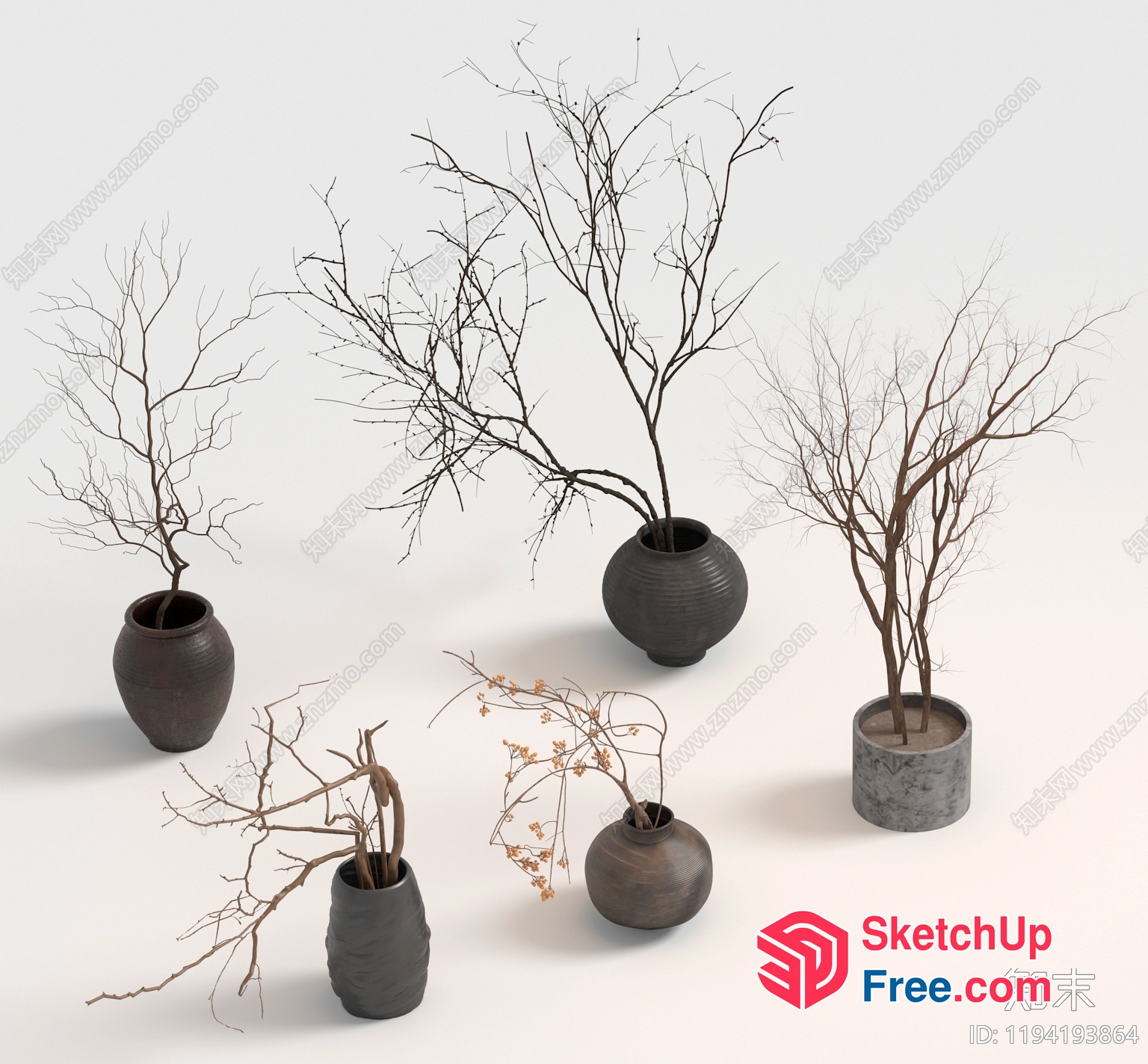 Decorative Vases With Branches 3D SketchUp File