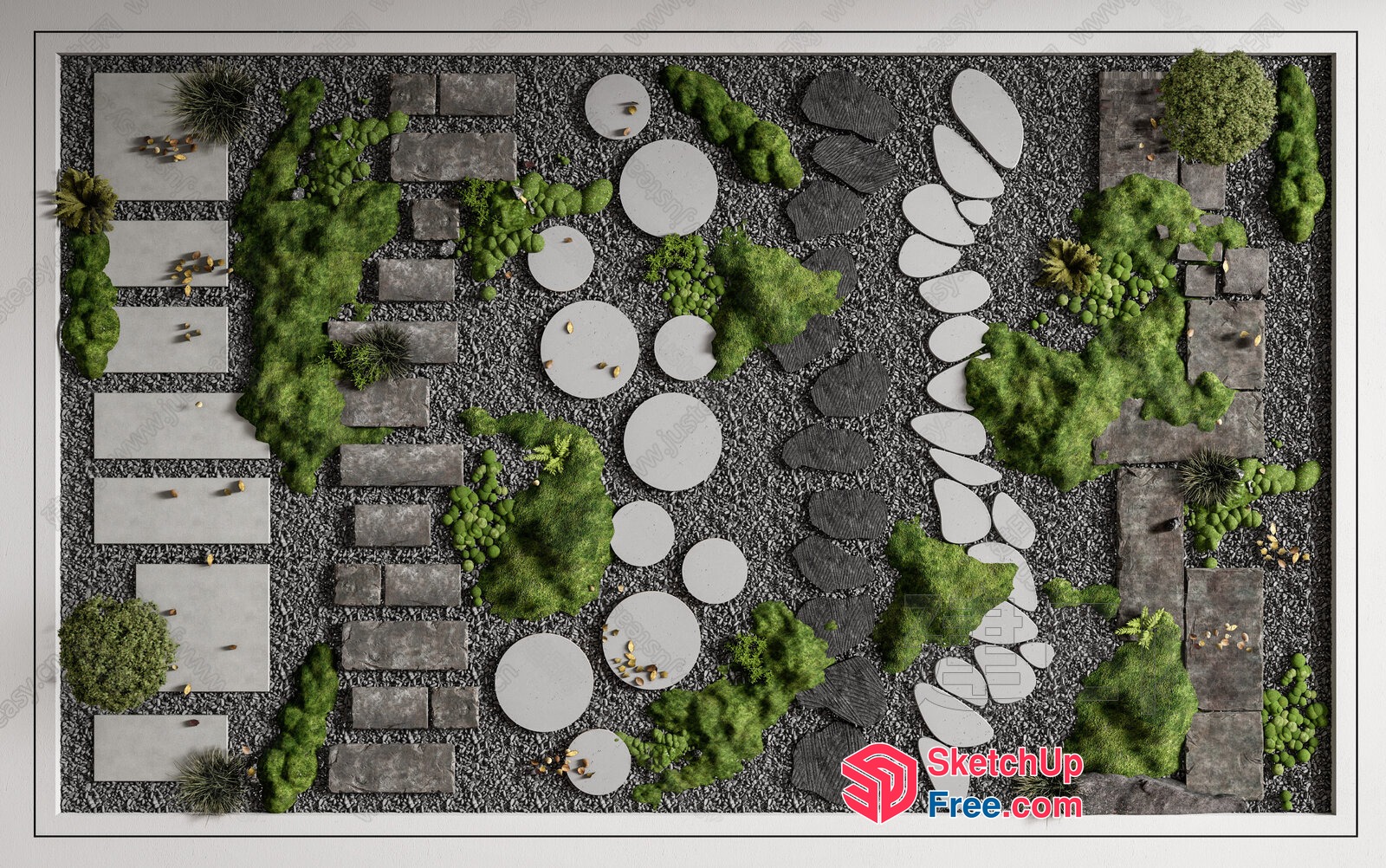 Modern Japanese-Style Garden Design 3D SketchUp File