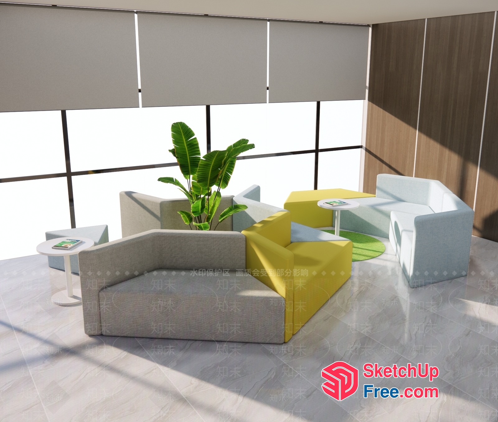 Modern Office Lounge With Bright And Airy Atmosphere 3D SketchUp File