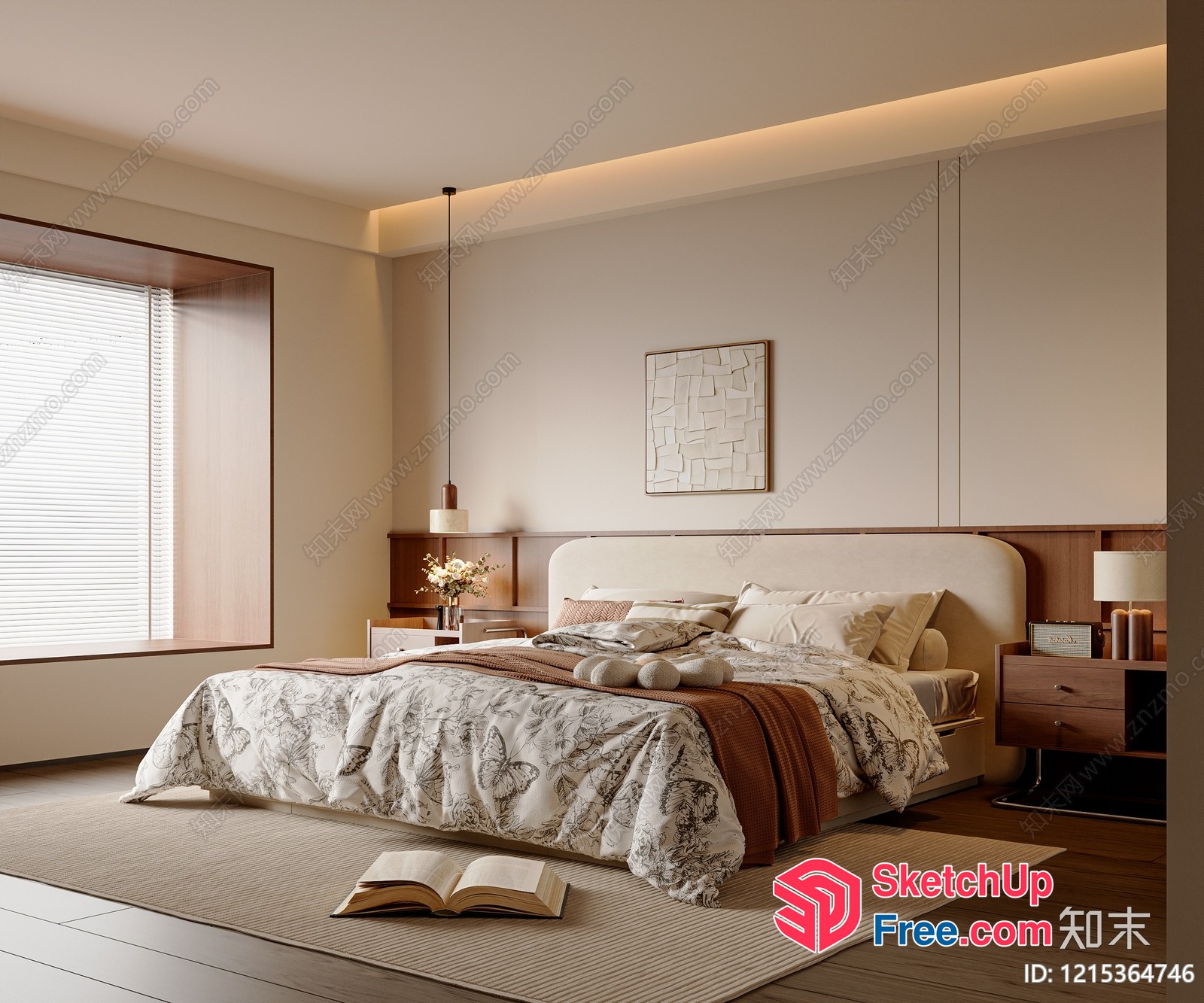 Elegant And Cozy Minimalist Bedroom Design 3D SketchUp File
