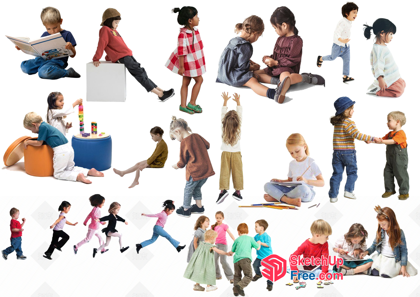 Young Children Engaging In Various Activities 3D SketchUp File