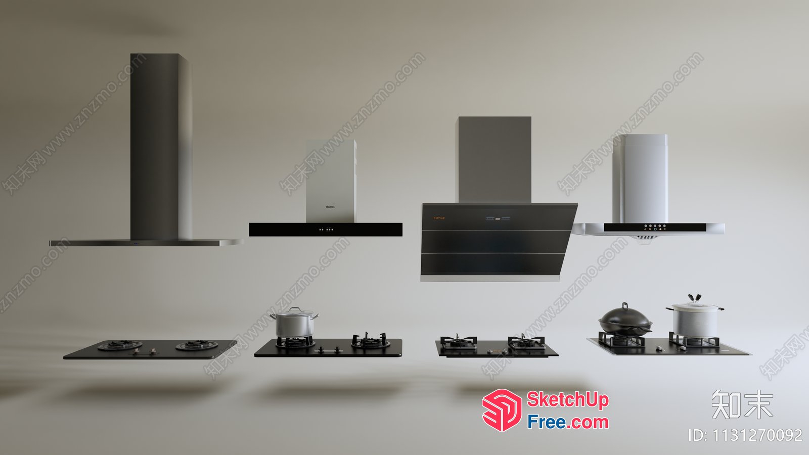 Kitchen Range Hood And Stove Set 3D SketchUp File