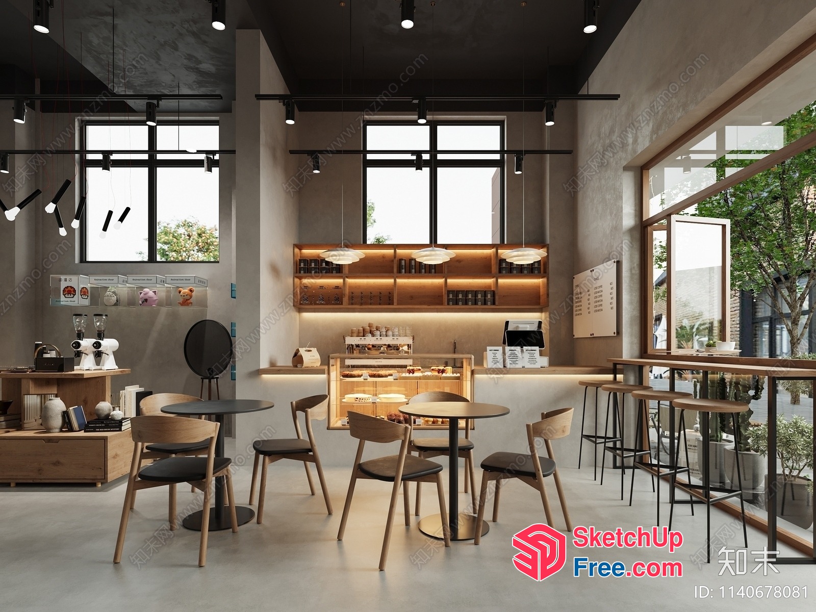 Modern Minimalist Coffee Shop Interior 3D SketchUp File