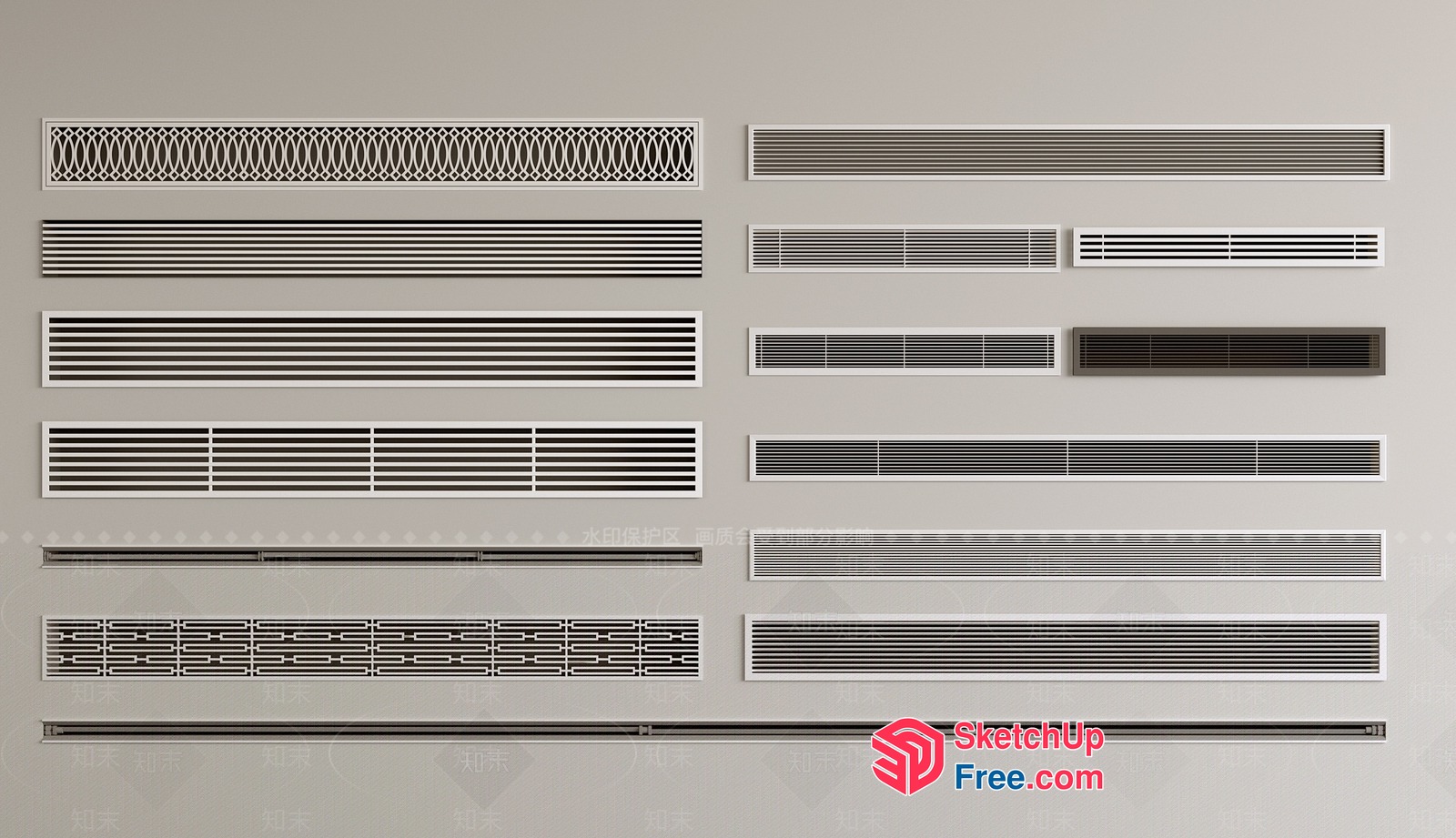 Long Rectangular Air Vent Grates 3D SketchUp File