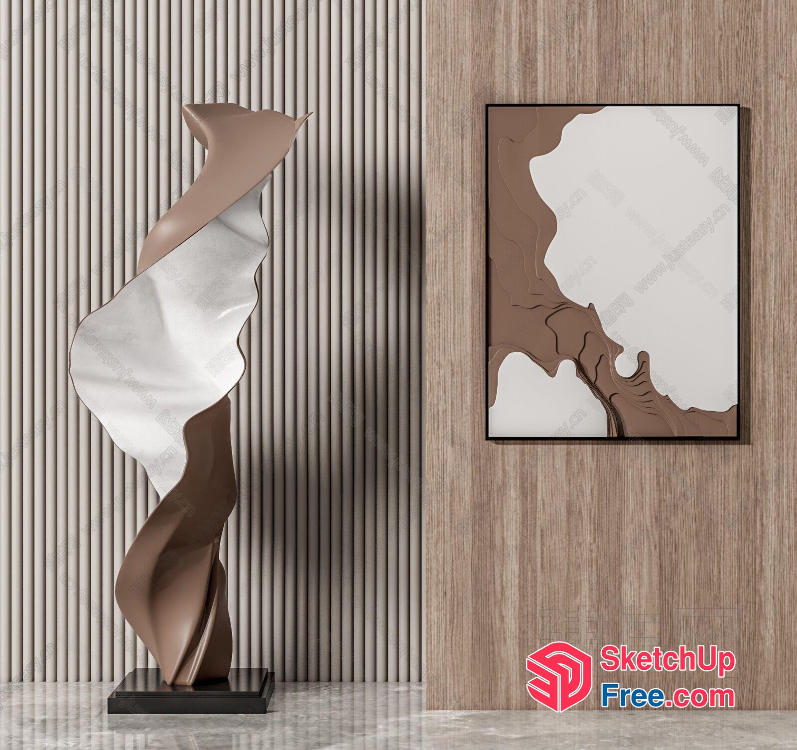 Abstract Artwork And Sculpture In Neutral Tones 3D SketchUp File
