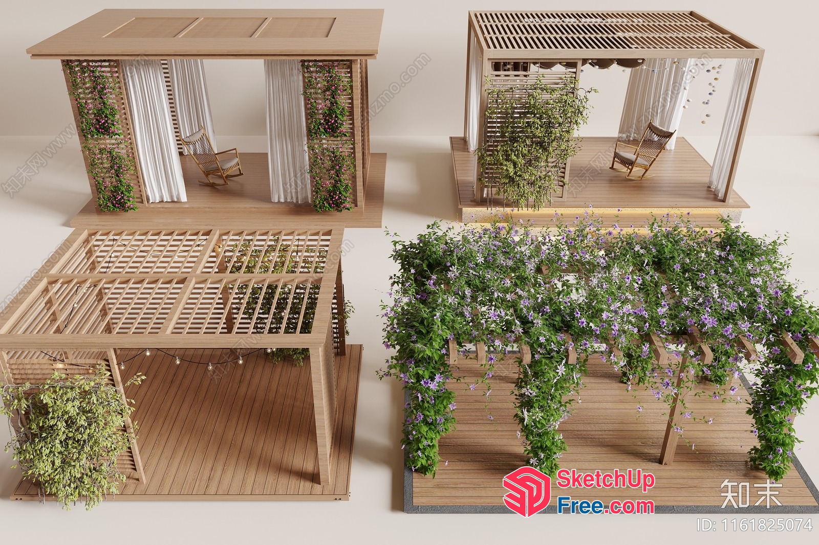 Cozy Wooden Outdoor Space With Greenery And Comfortable Seating 3D SketchUp File