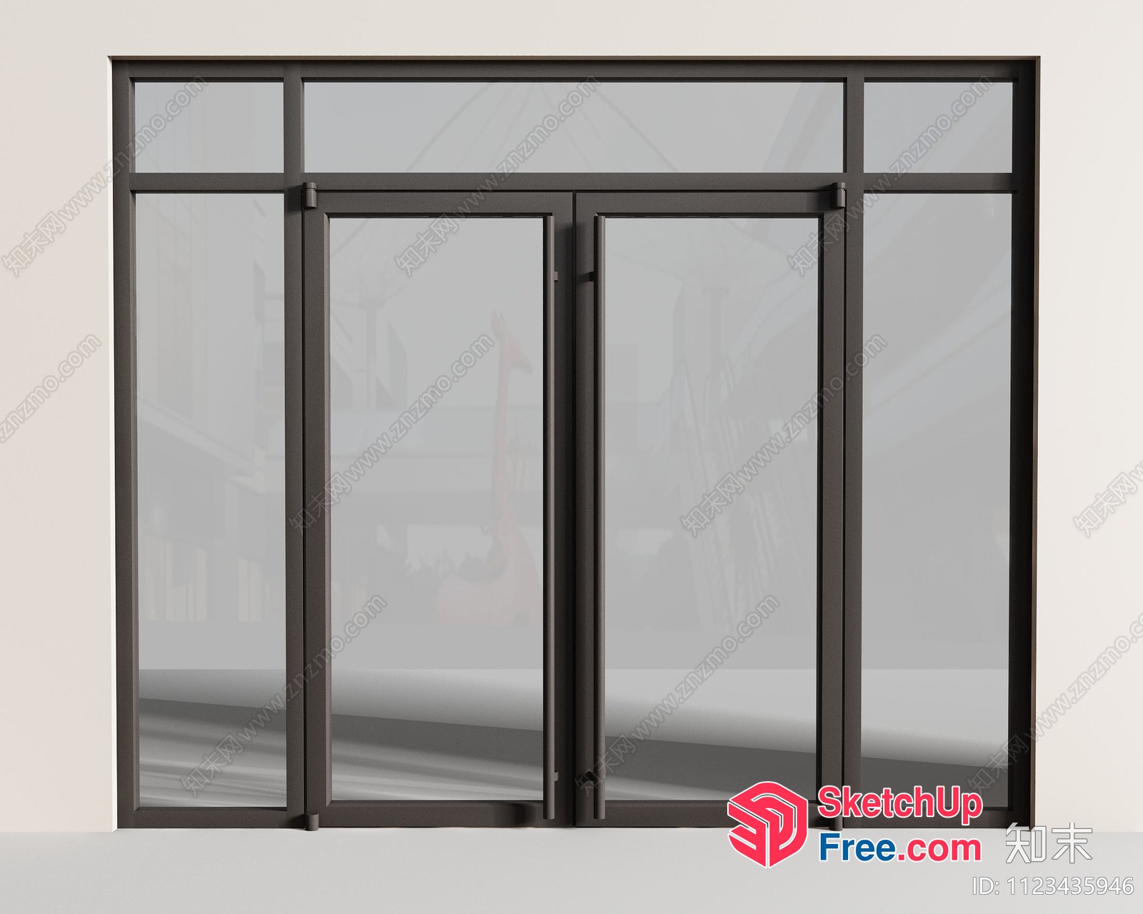 Glass Curtain Wall With Double Doors 3D SketchUp File