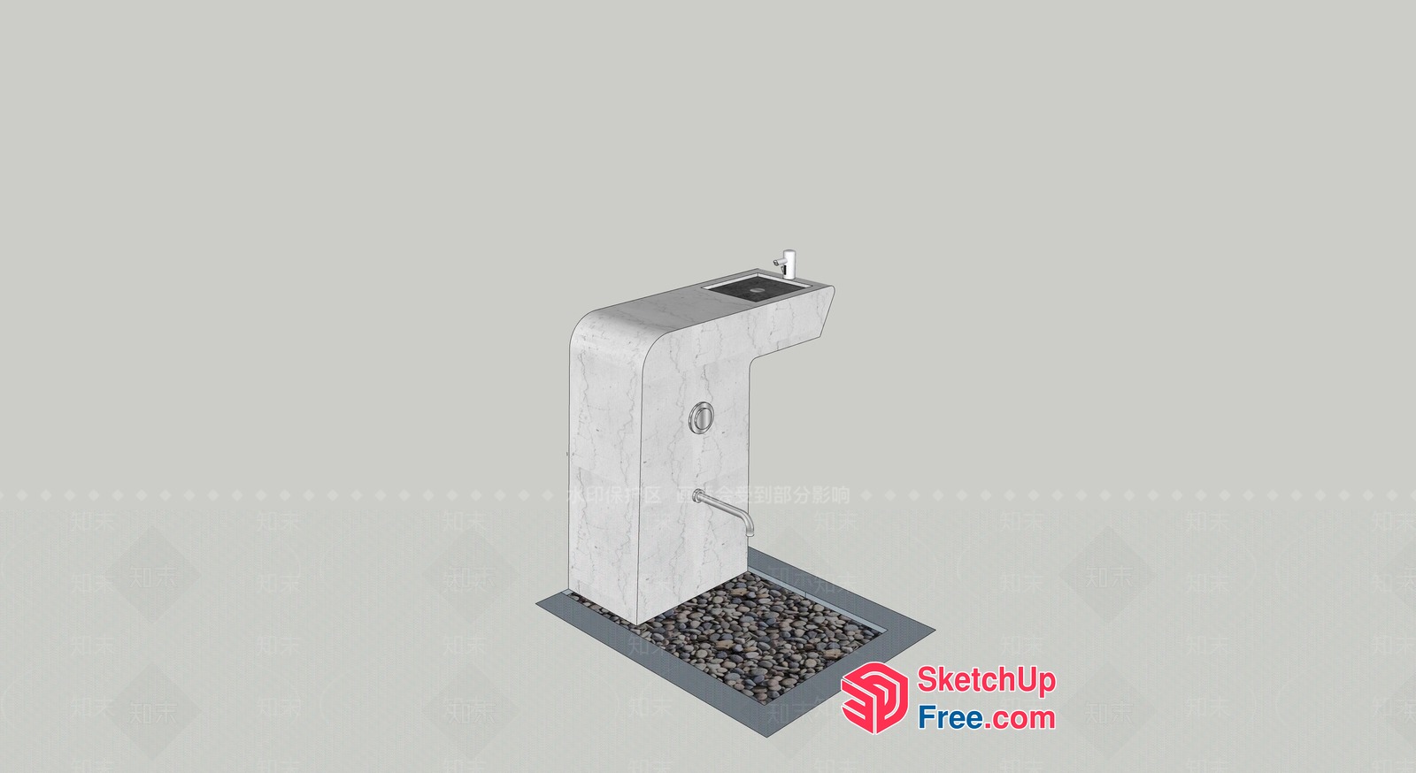 Outdoor Water Fountain With Pebble Base 3D SketchUp File