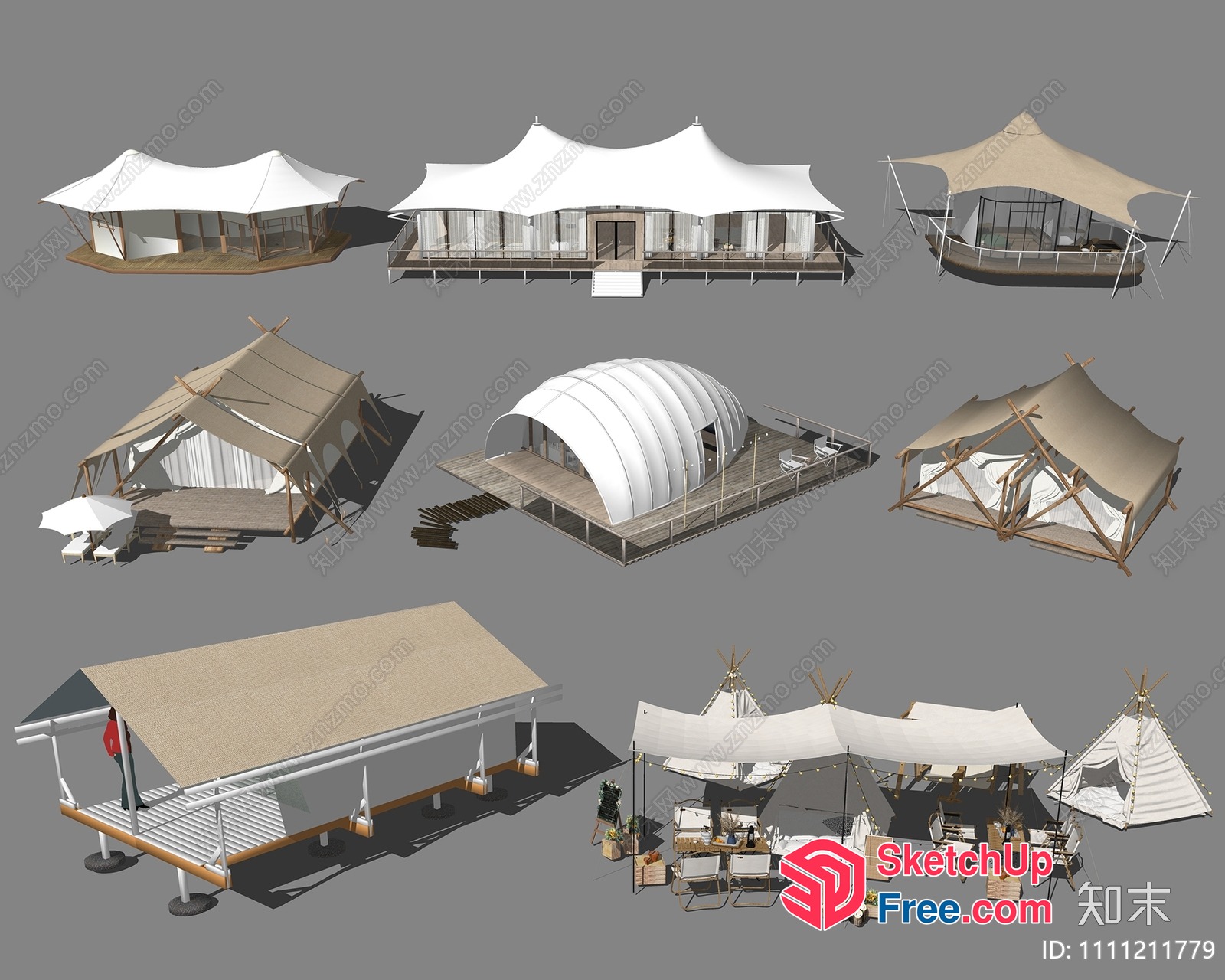 Exterior Decor Of Luxury Tents And Cabins 3D SketchUp File