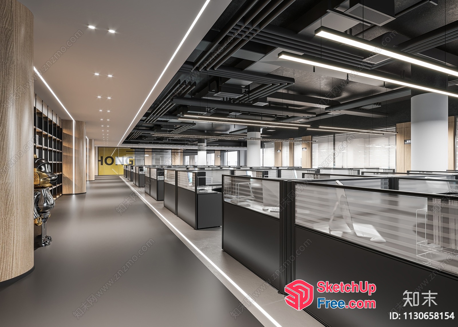 Modern Office Space With Sleek Furniture And Lighting 3D SketchUp File