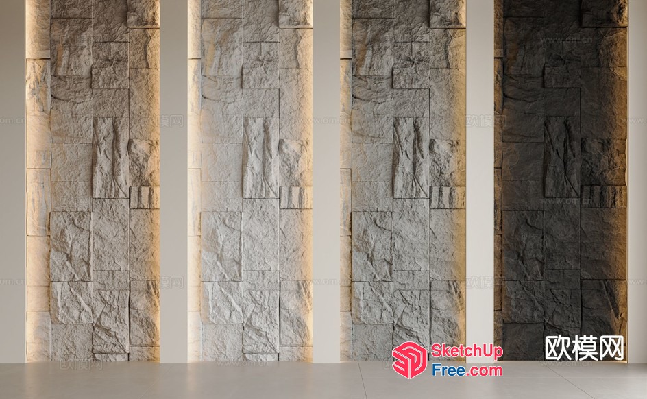 Stone Pillars With Soft Lighting 3D SketchUp File