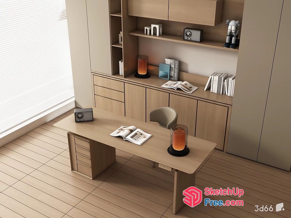 Modern Minimalist Study Room With Natural Light 3D SketchUp File
